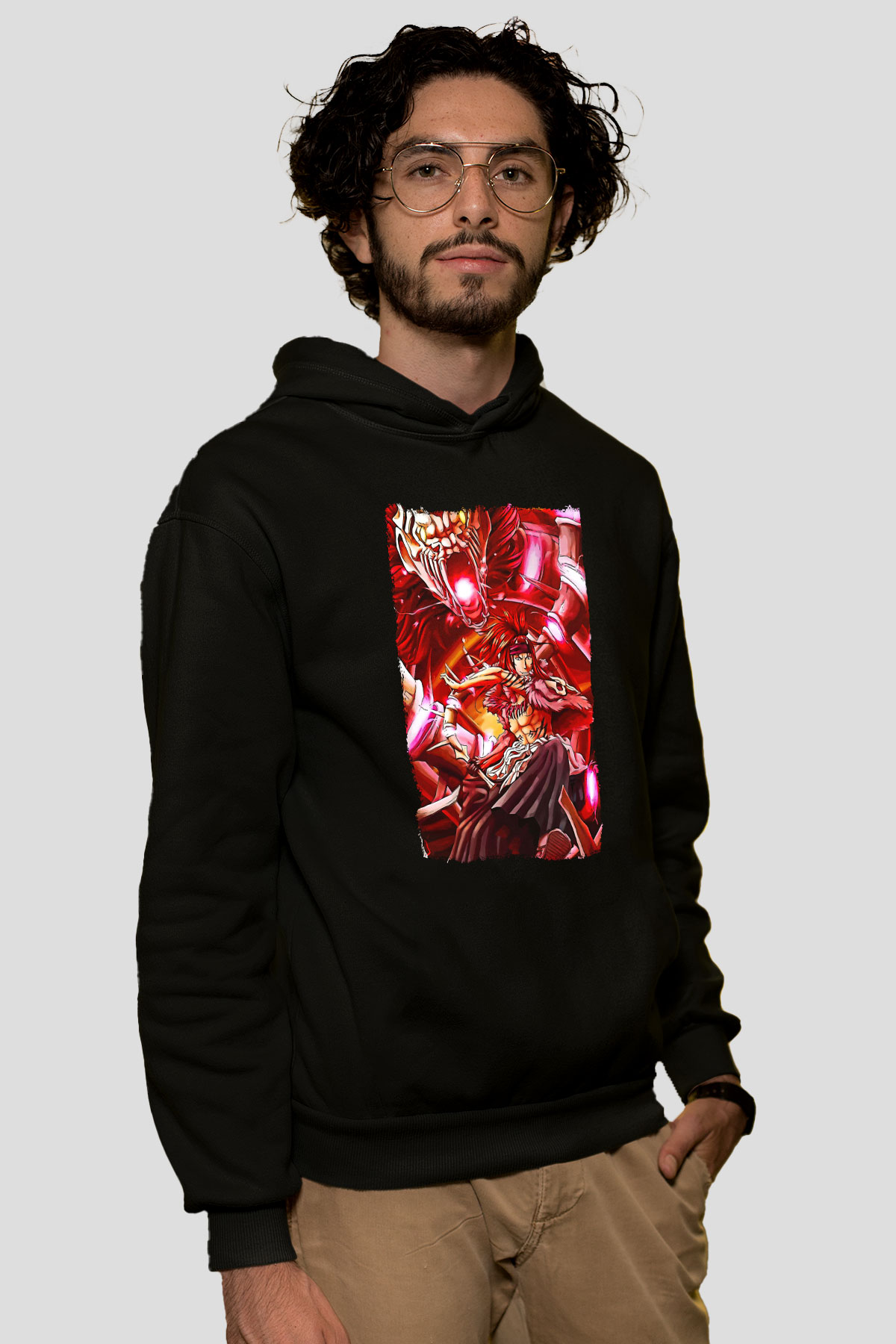 Bleach Baskılı Unisex Siyah Hoodie