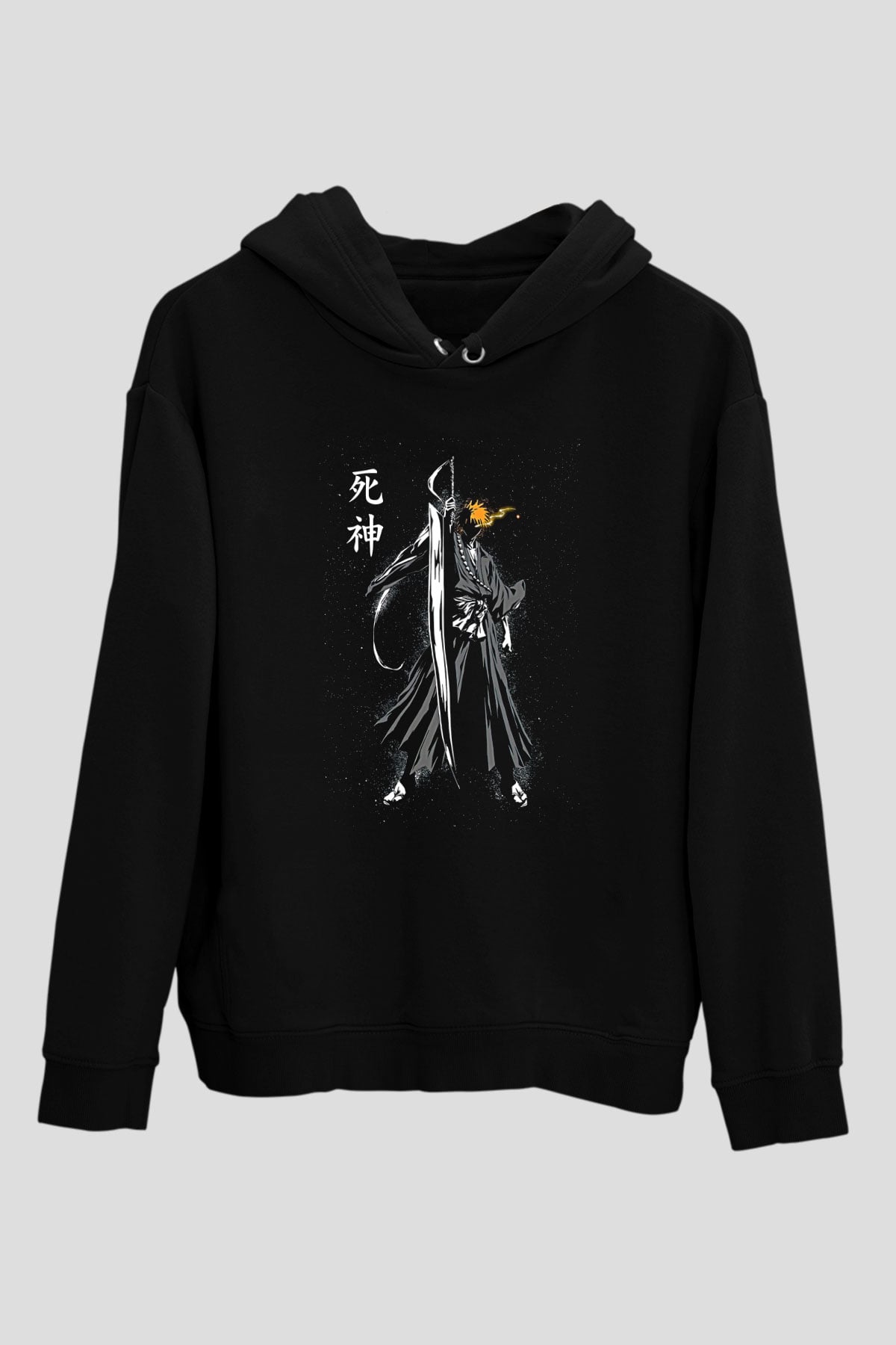 Bleach Baskılı Unisex Siyah Hoodie