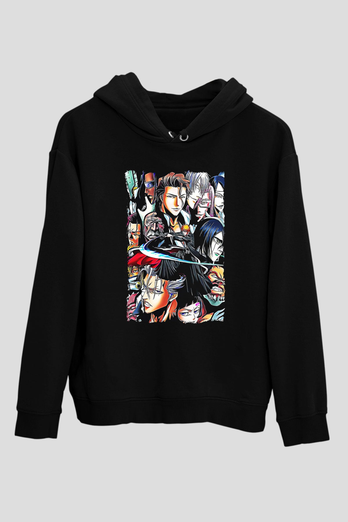 Bleach Baskılı Unisex Siyah Hoodie