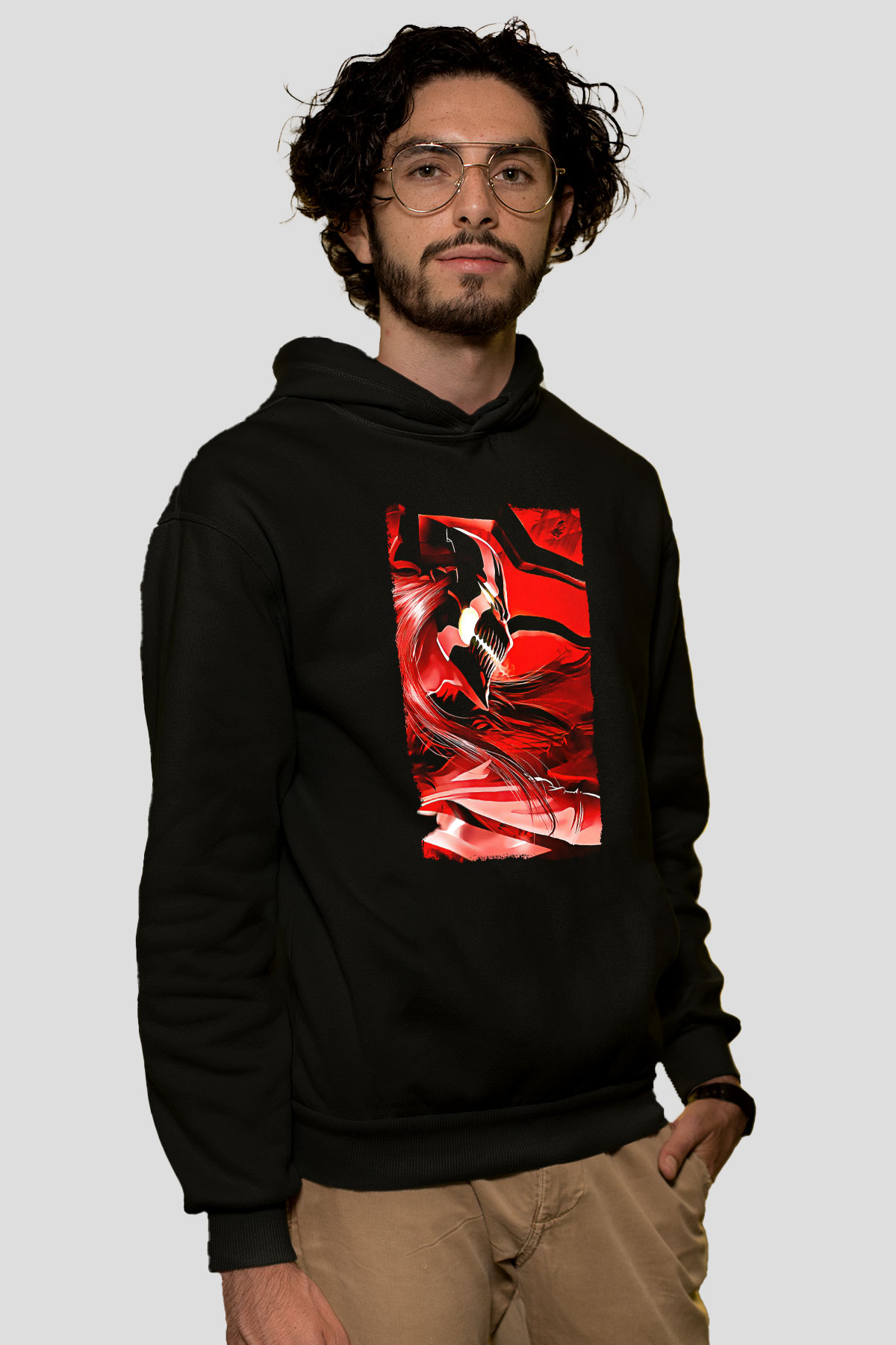Bleach Baskılı Unisex Siyah Hoodie