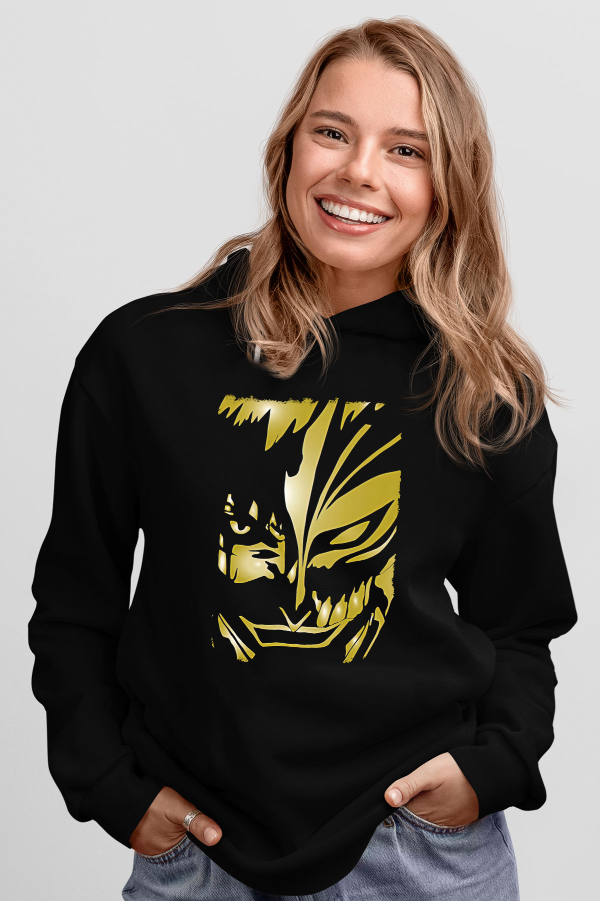 Bleach Baskılı Unisex Siyah Hoodie