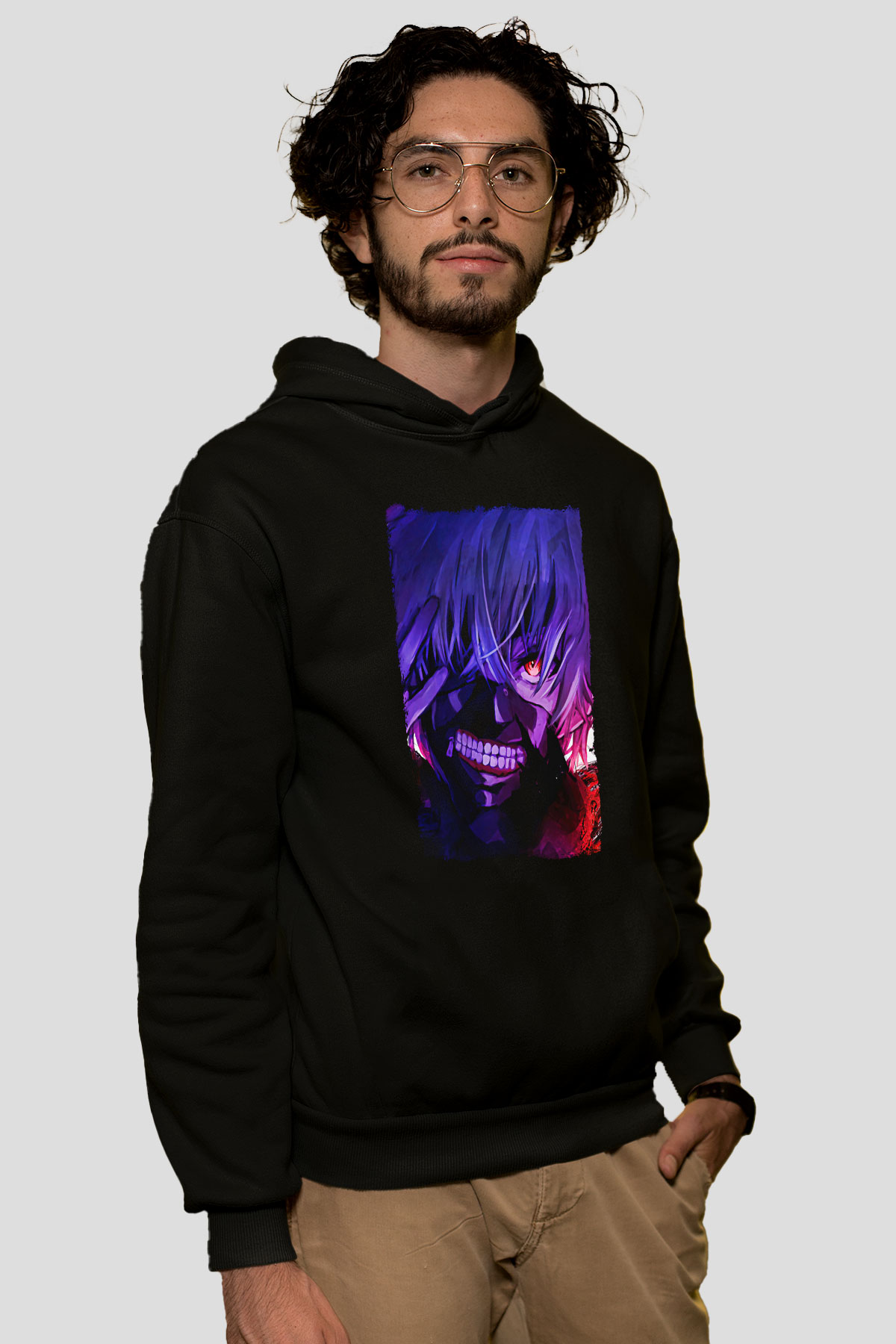 Bleach Baskılı Unisex Siyah Hoodie