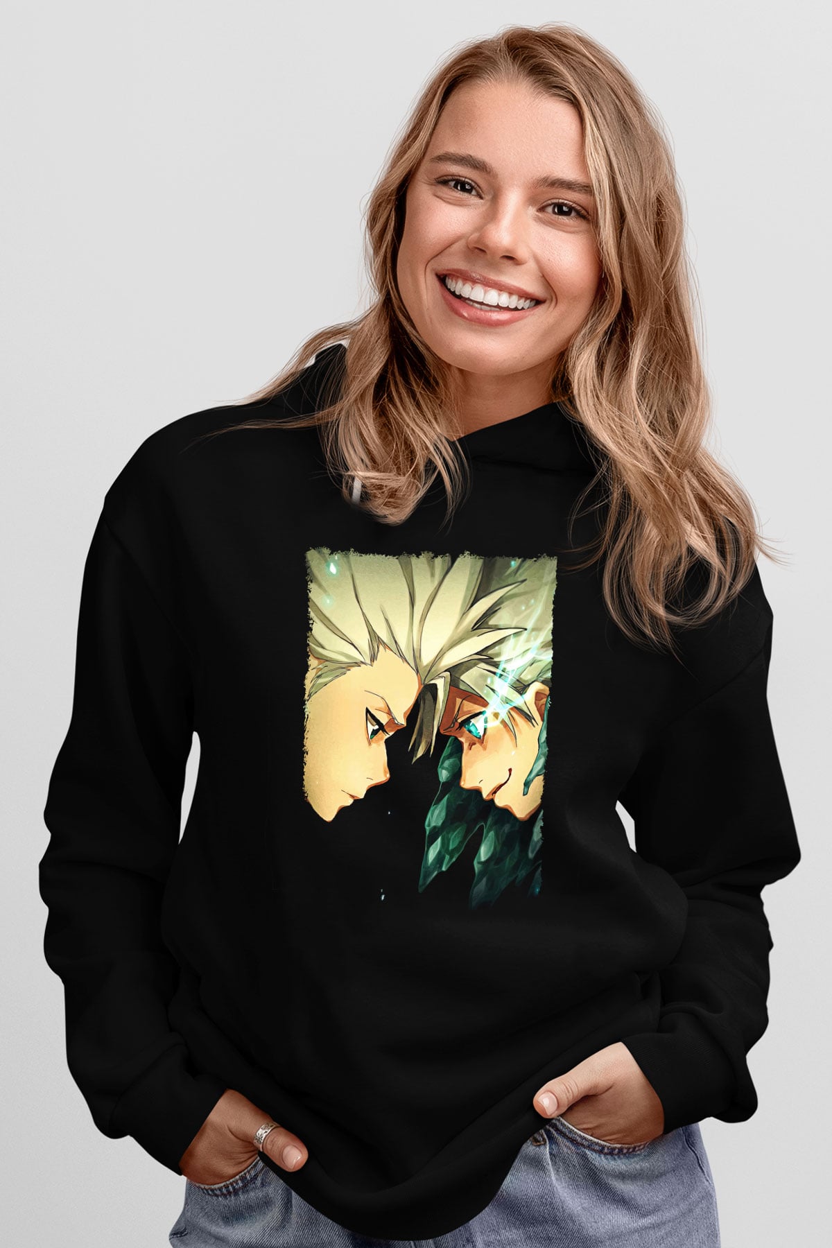 Bleach Baskılı Unisex Siyah Hoodie