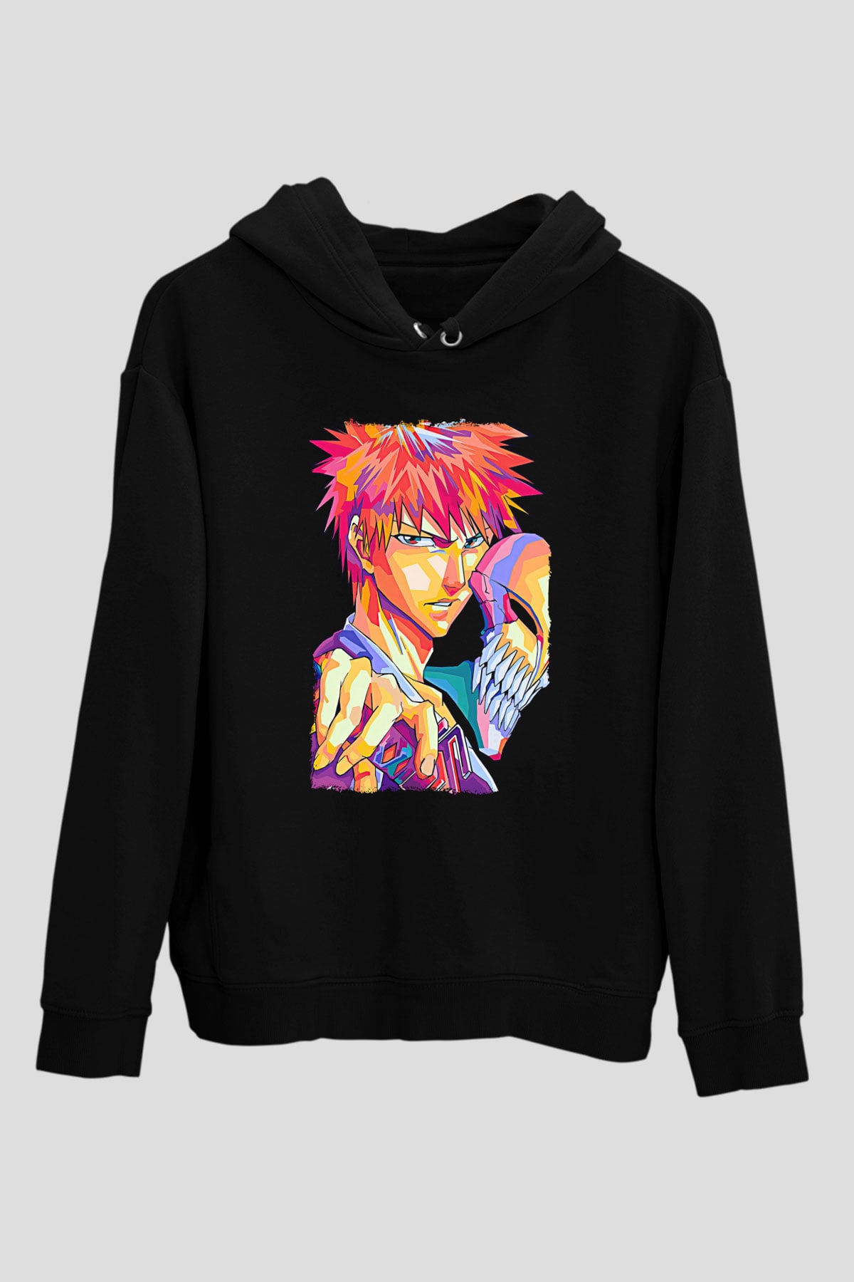 Bleach Baskılı Unisex Siyah Hoodie