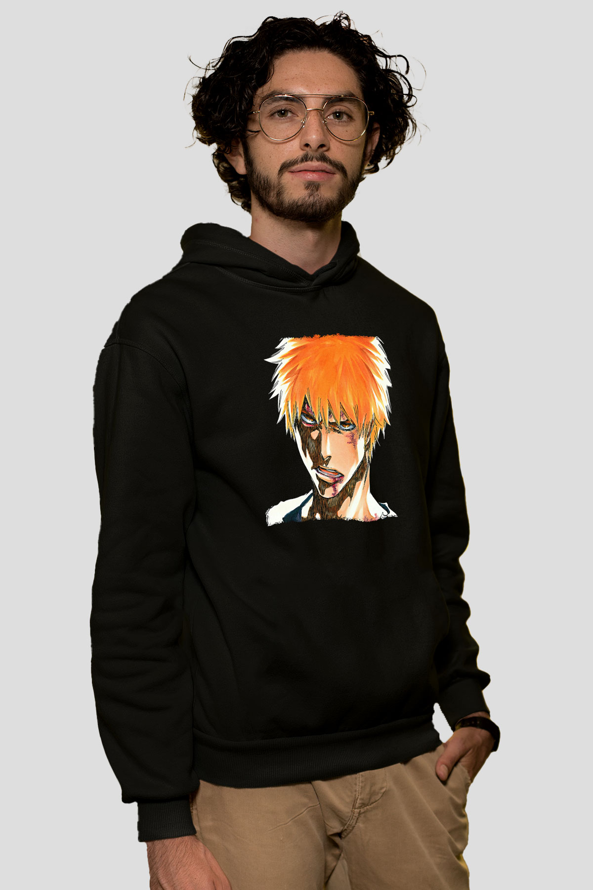 Bleach Baskılı Unisex Siyah Hoodie