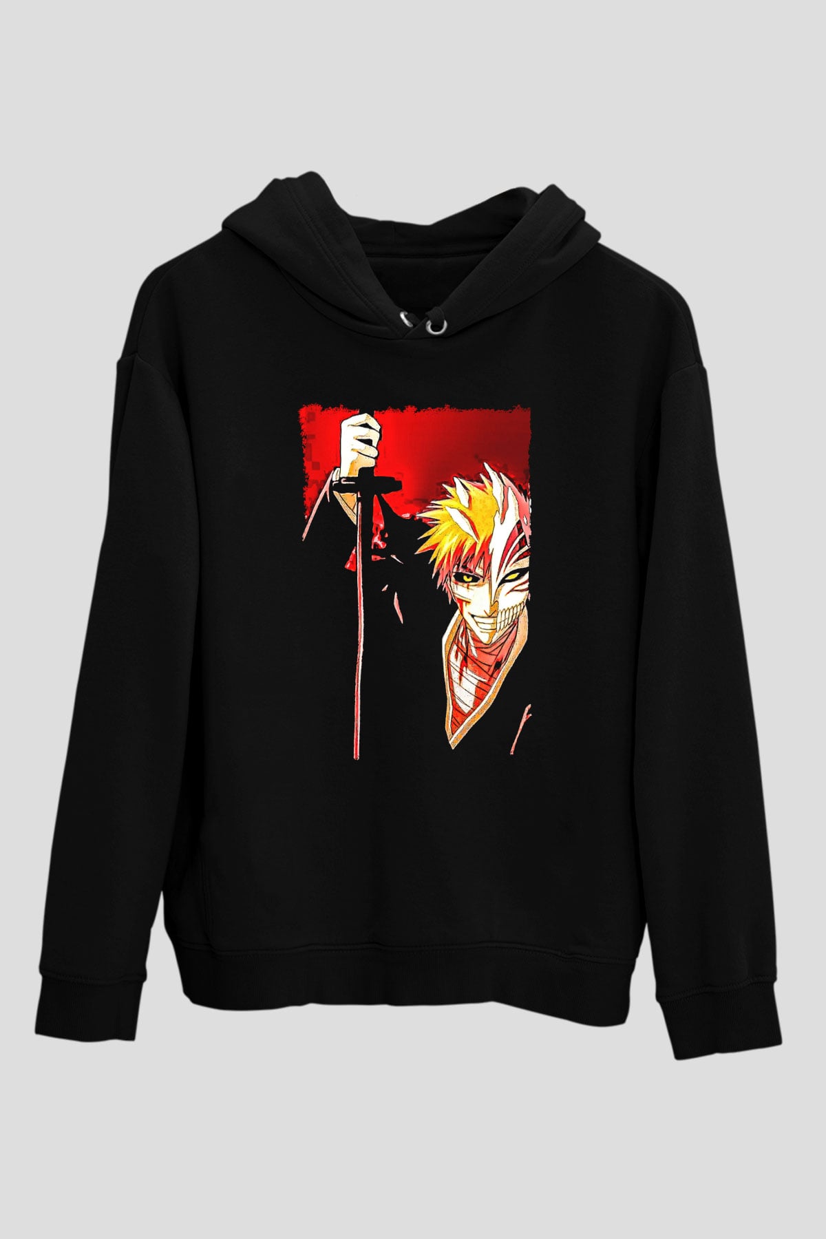 Bleach Baskılı Unisex Siyah Hoodie