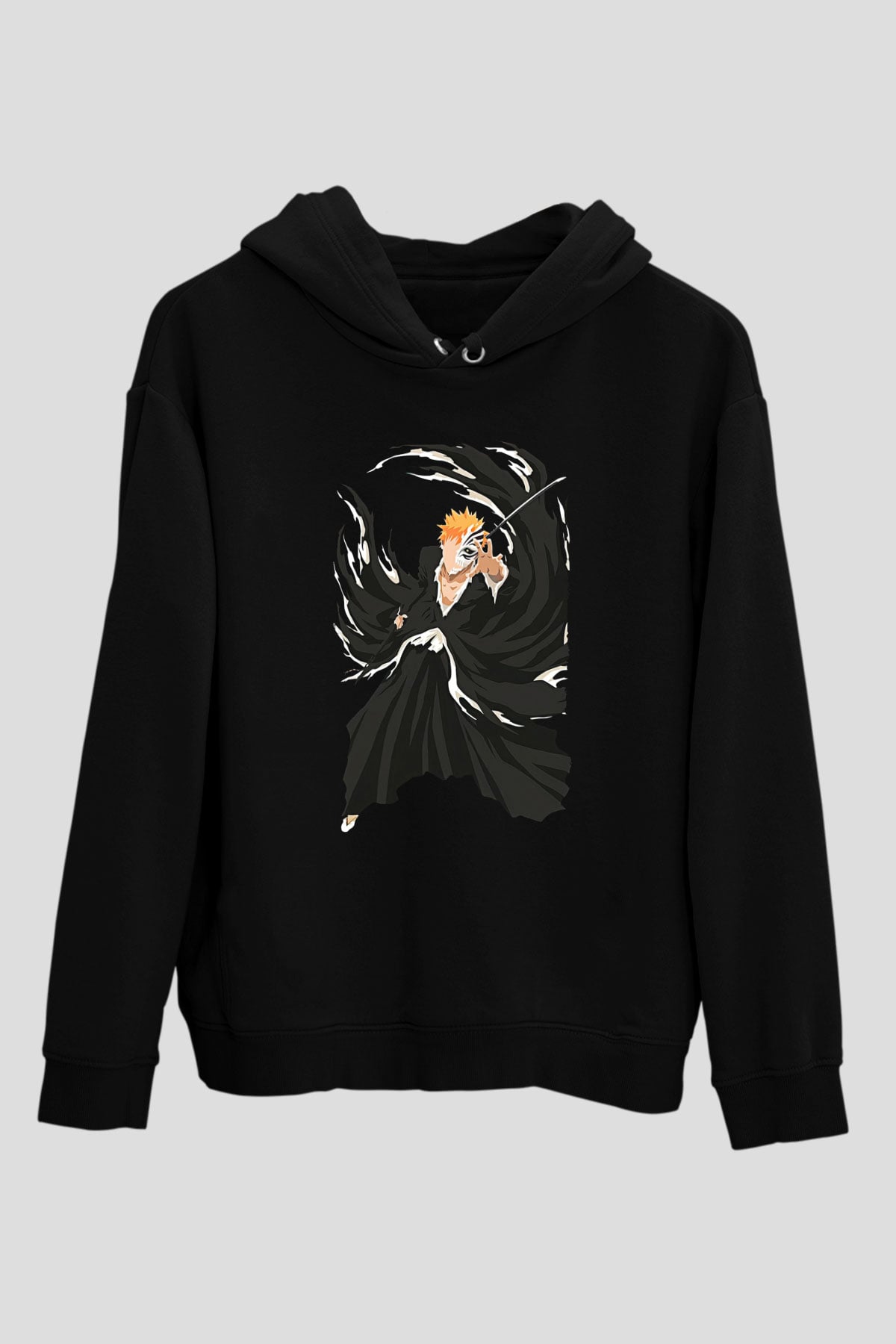 Bleach Baskılı Unisex Siyah Hoodie