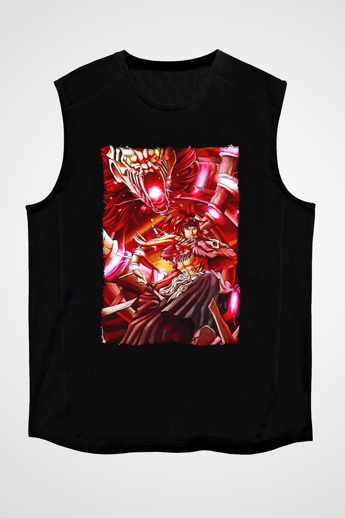 Bleach Baskılı Unisex Siyah Kolsuz Tişört - Tshirt