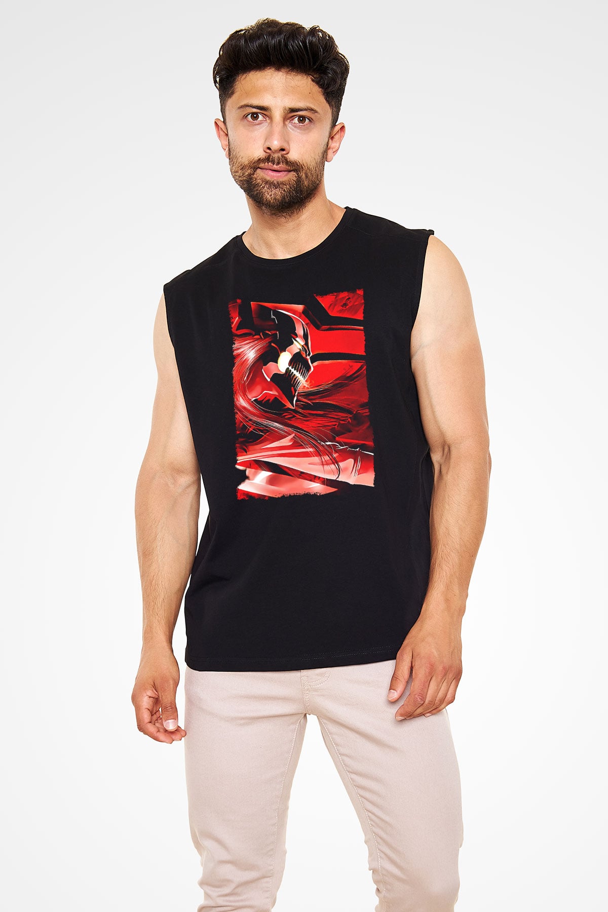Bleach Baskılı Unisex Siyah Kolsuz Tişört - Tshirt