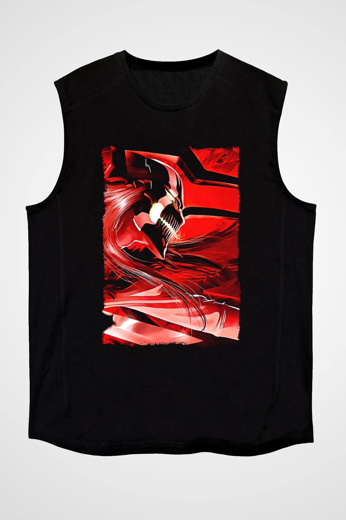 Bleach Baskılı Unisex Siyah Kolsuz Tişört - Tshirt
