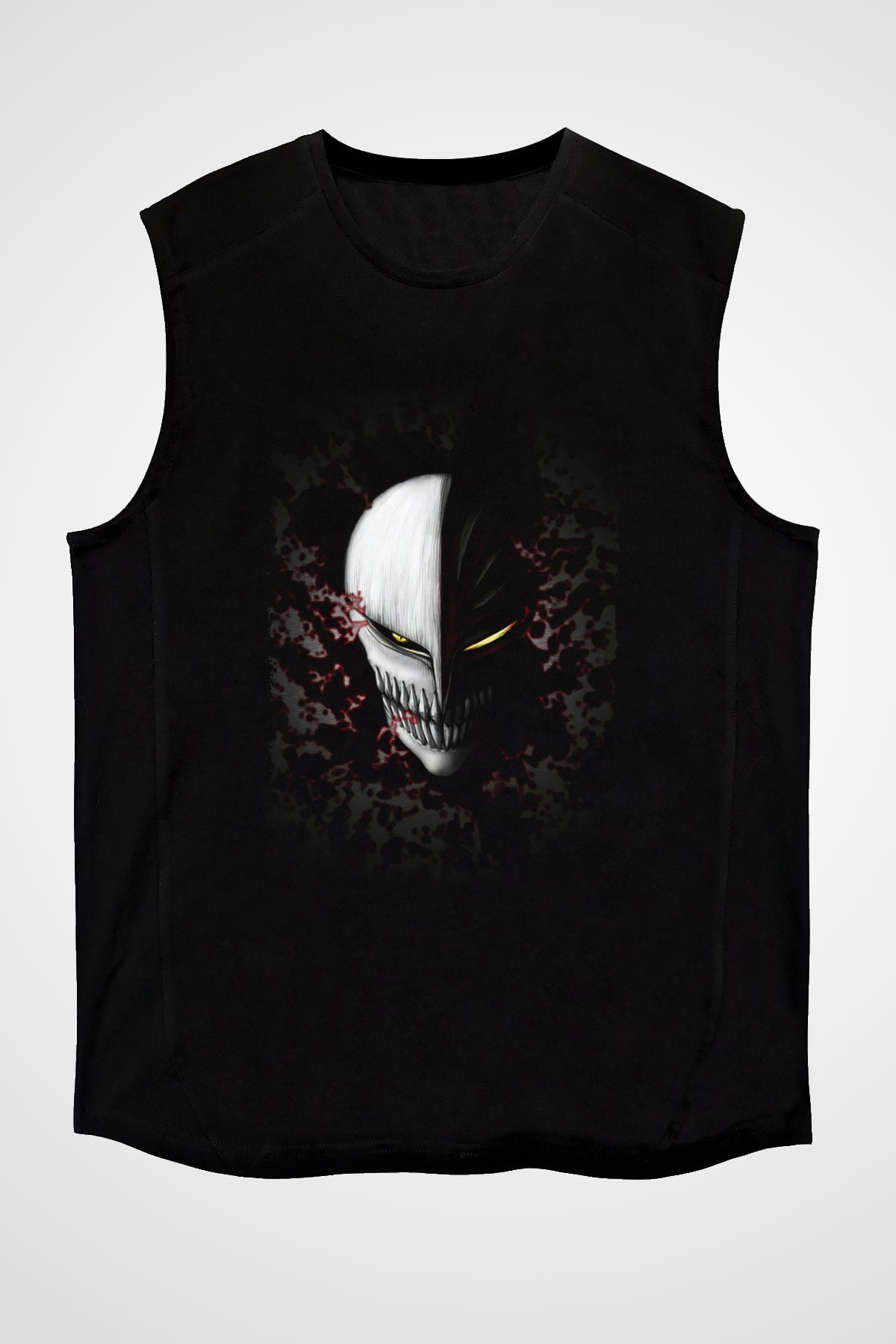 Bleach Baskılı Unisex Siyah Kolsuz Tişört - Tshirt