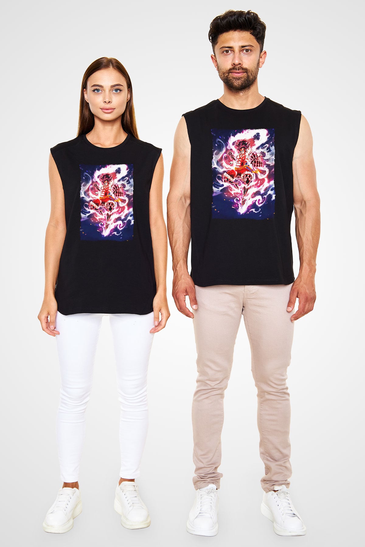 Bleach Baskılı Unisex Siyah Kolsuz Tişört - Tshirt
