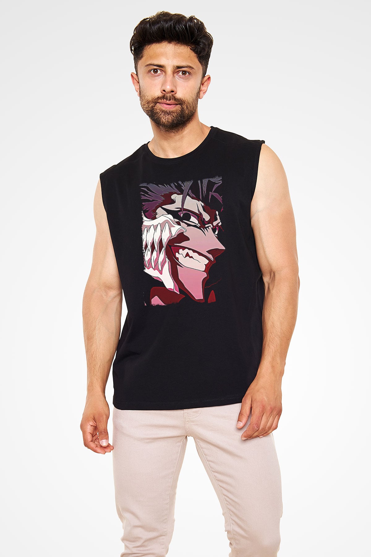 Bleach Baskılı Unisex Siyah Kolsuz Tişört - Tshirt