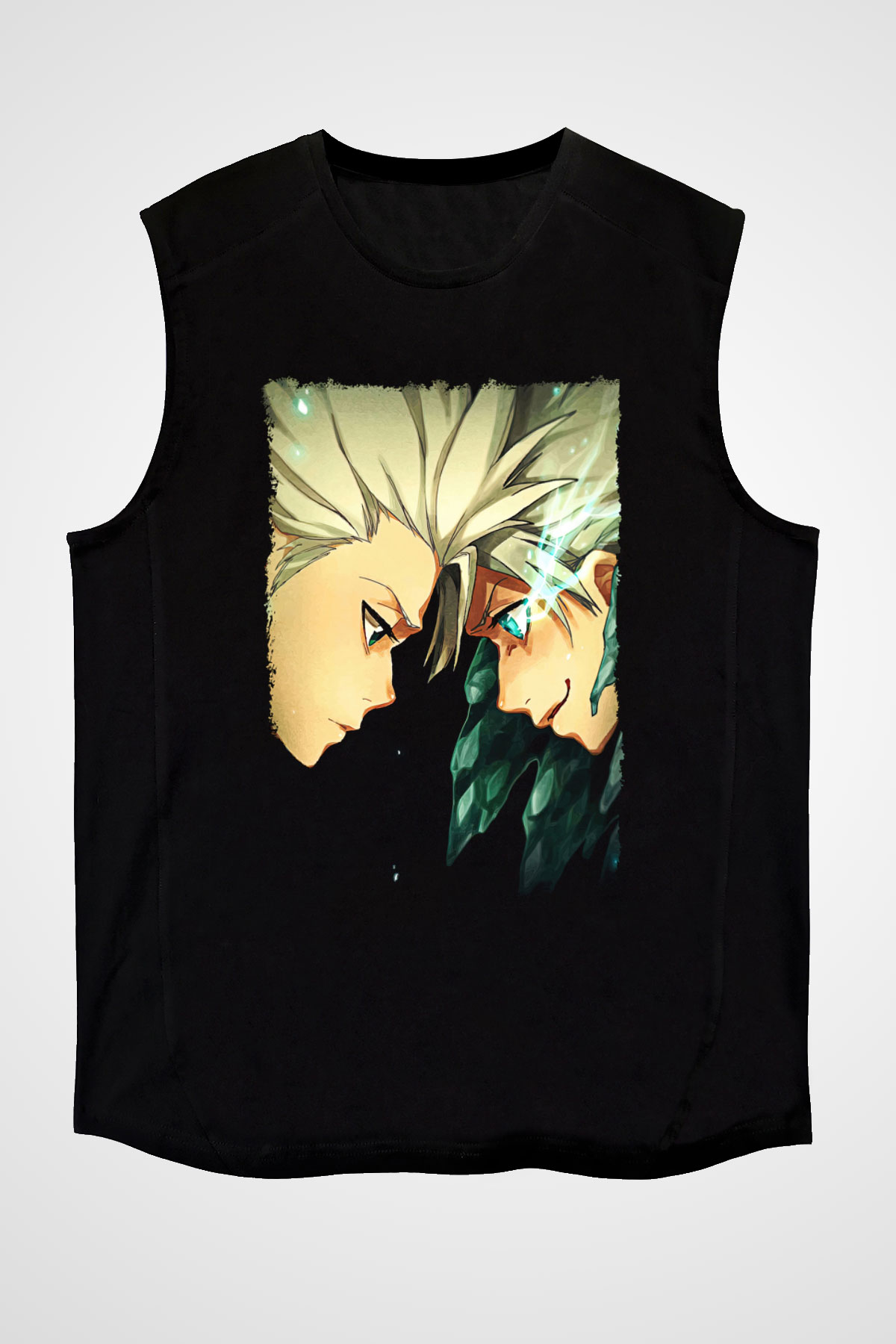 Bleach Baskılı Unisex Siyah Kolsuz Tişört - Tshirt