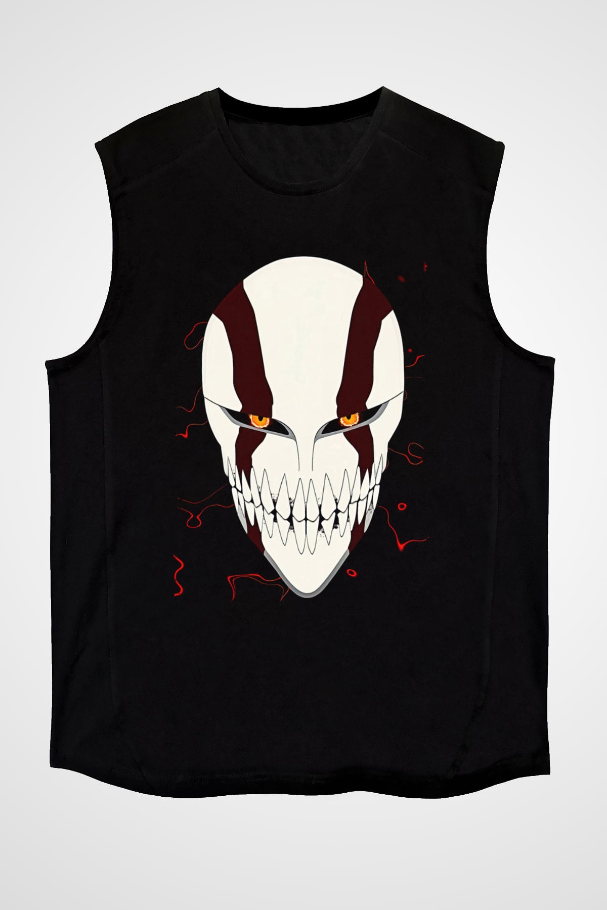 Bleach Baskılı Unisex Siyah Kolsuz Tişört - Tshirt