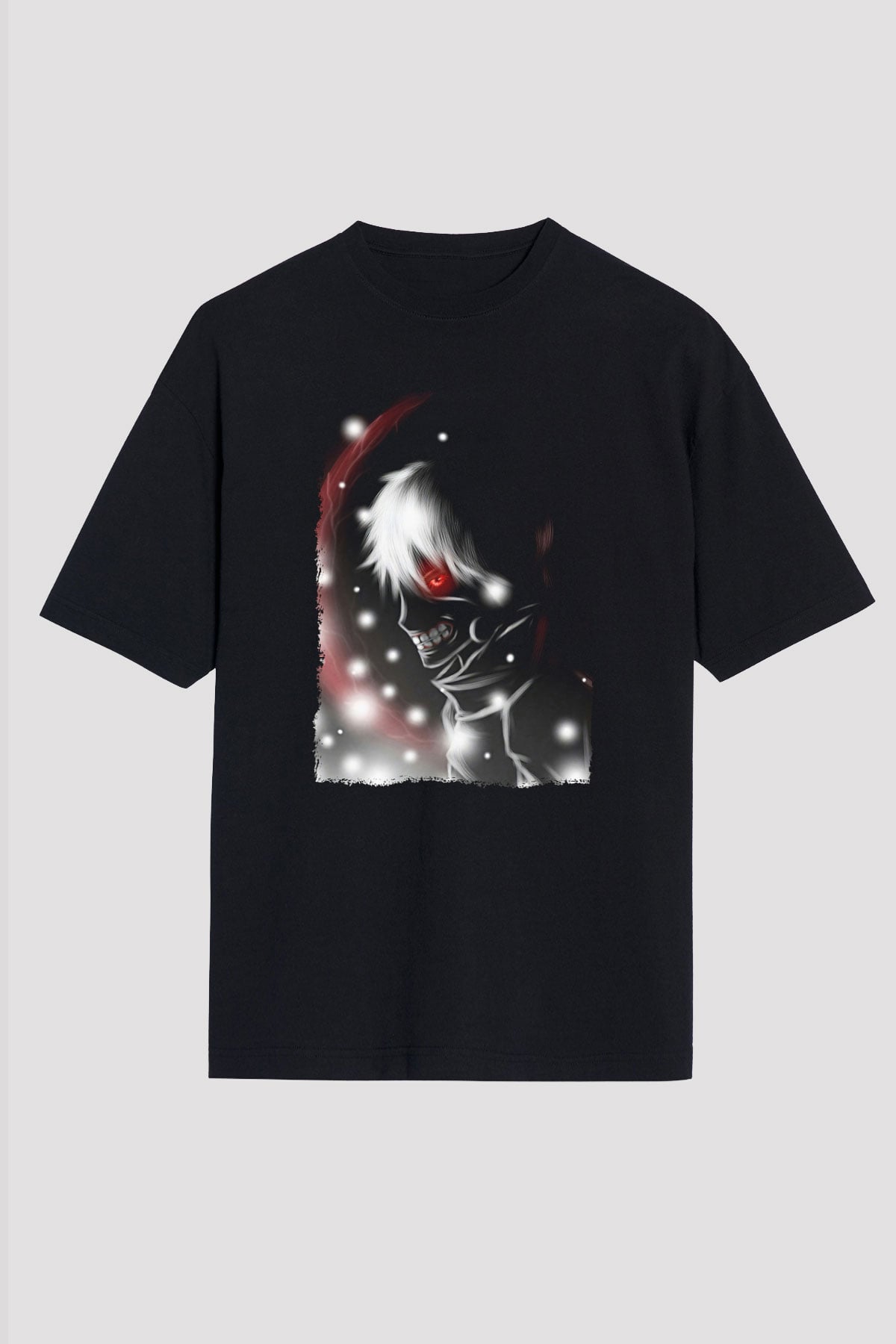 Bleach Baskılı Unisex Siyah Oversize Tişört - Tshirt