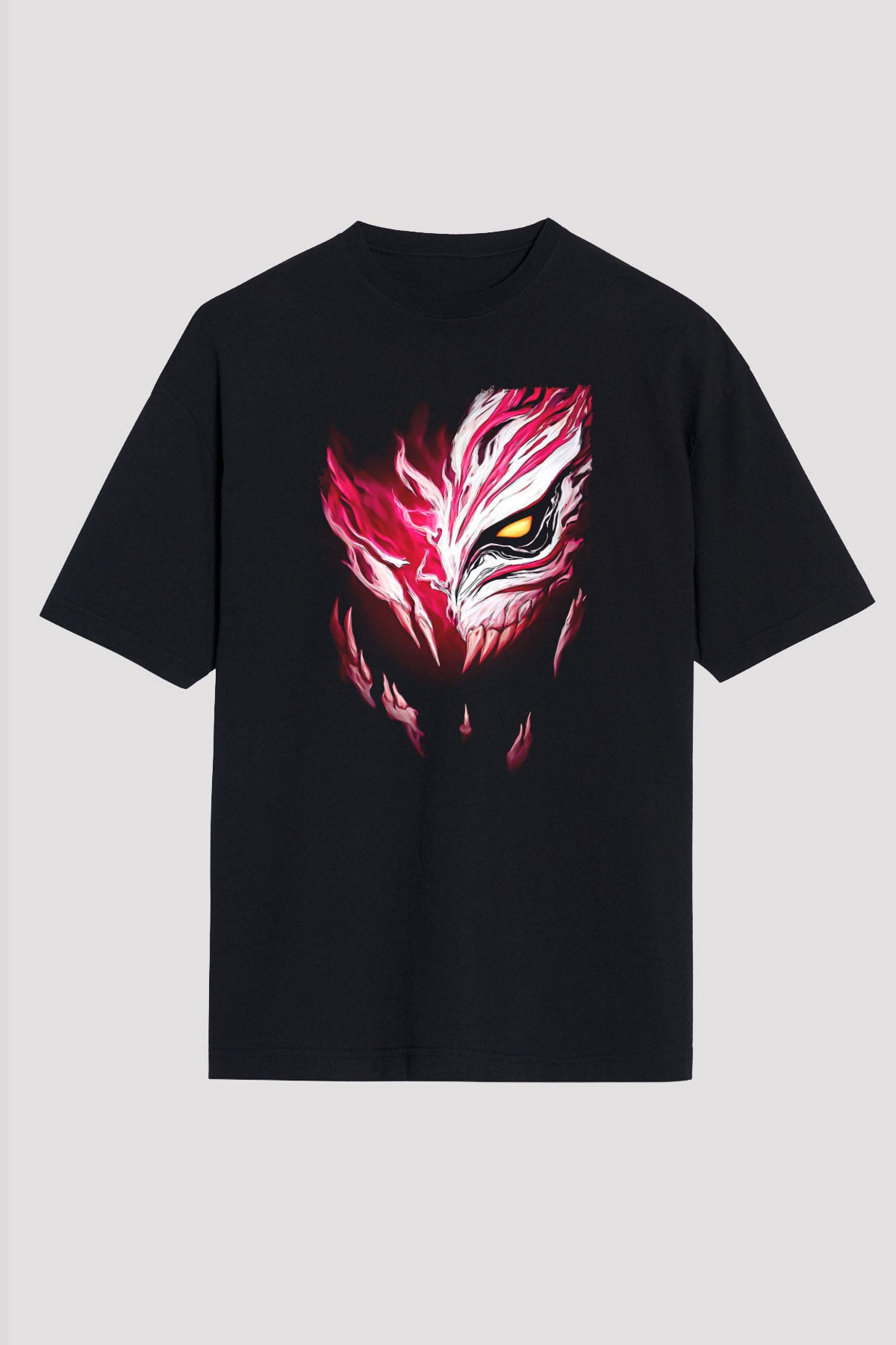 Bleach Baskılı Unisex Siyah Oversize Tişört - Tshirt