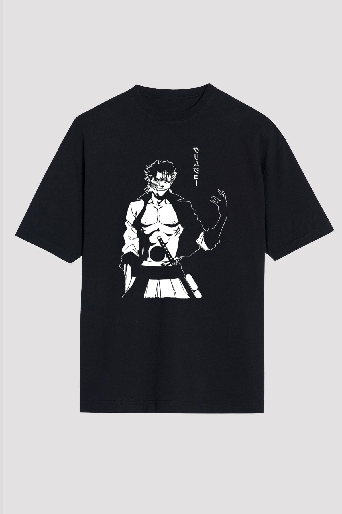 Bleach Baskılı Unisex Siyah Oversize Tişört - Tshirt