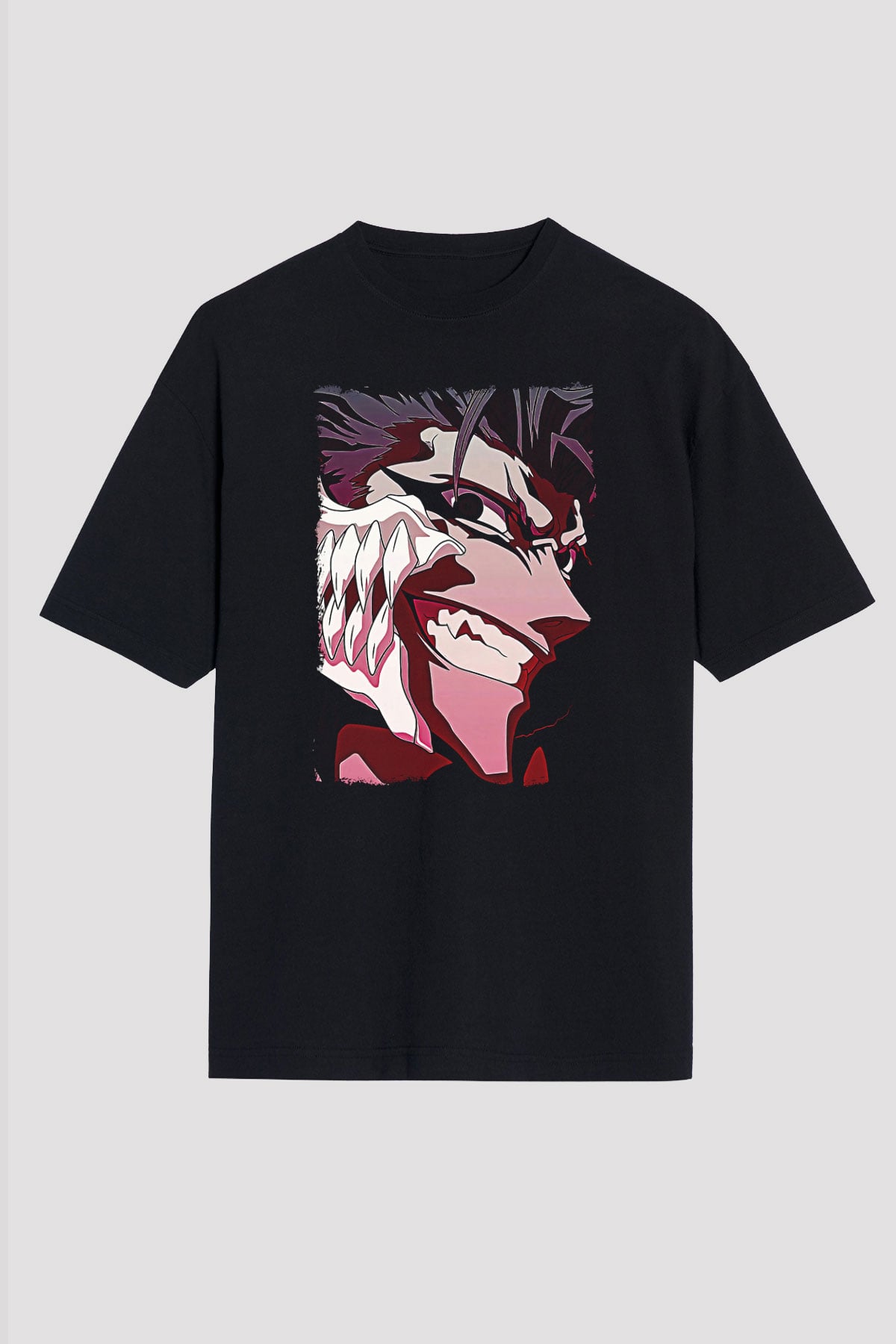 Bleach Baskılı Unisex Siyah Oversize Tişört - Tshirt