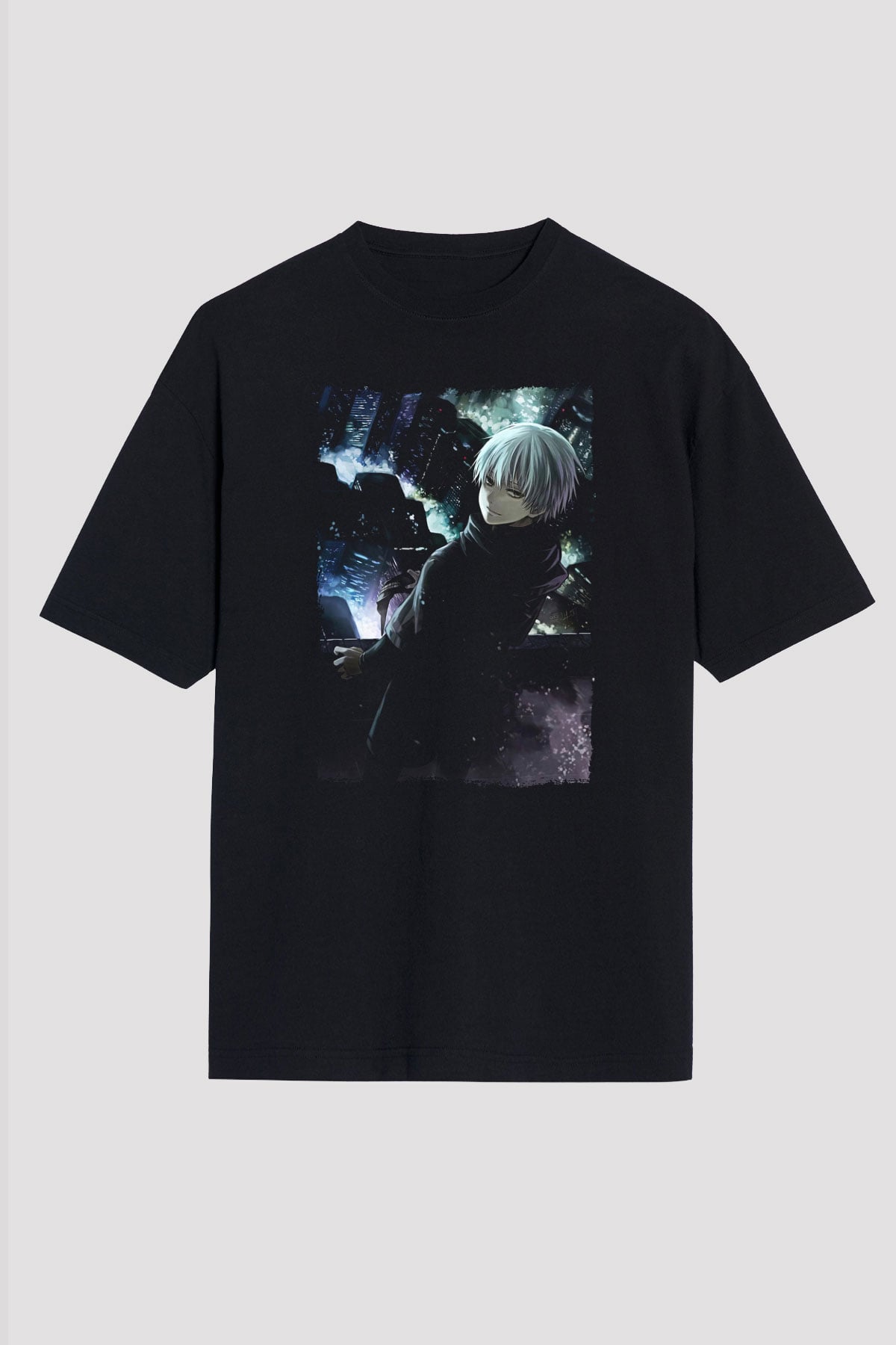 Bleach Baskılı Unisex Siyah Oversize Tişört - Tshirt