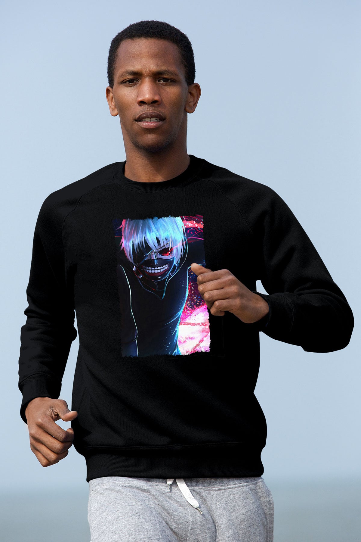 Bleach Baskılı Unisex Siyah Sweatshirt