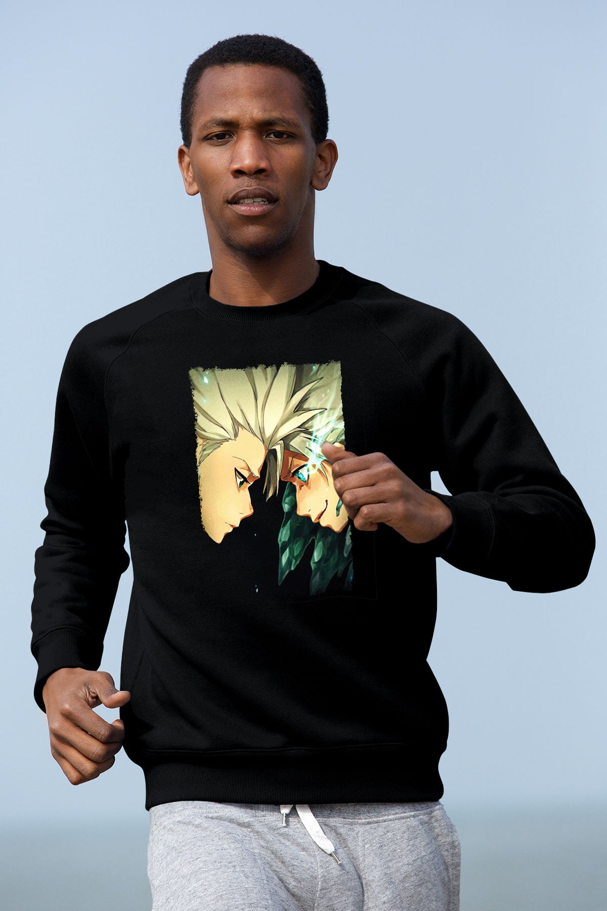 Bleach Baskılı Unisex Siyah Sweatshirt