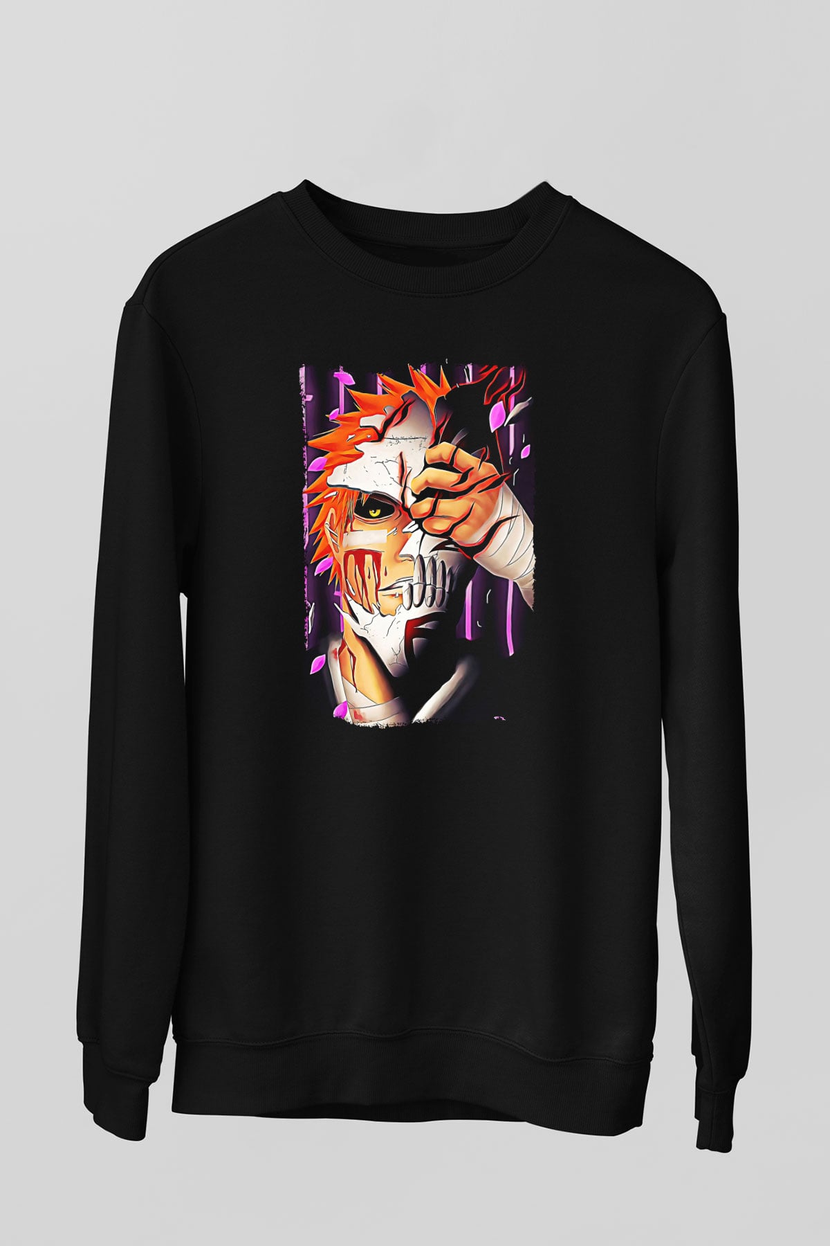 Bleach Baskılı Unisex Siyah Sweatshirt