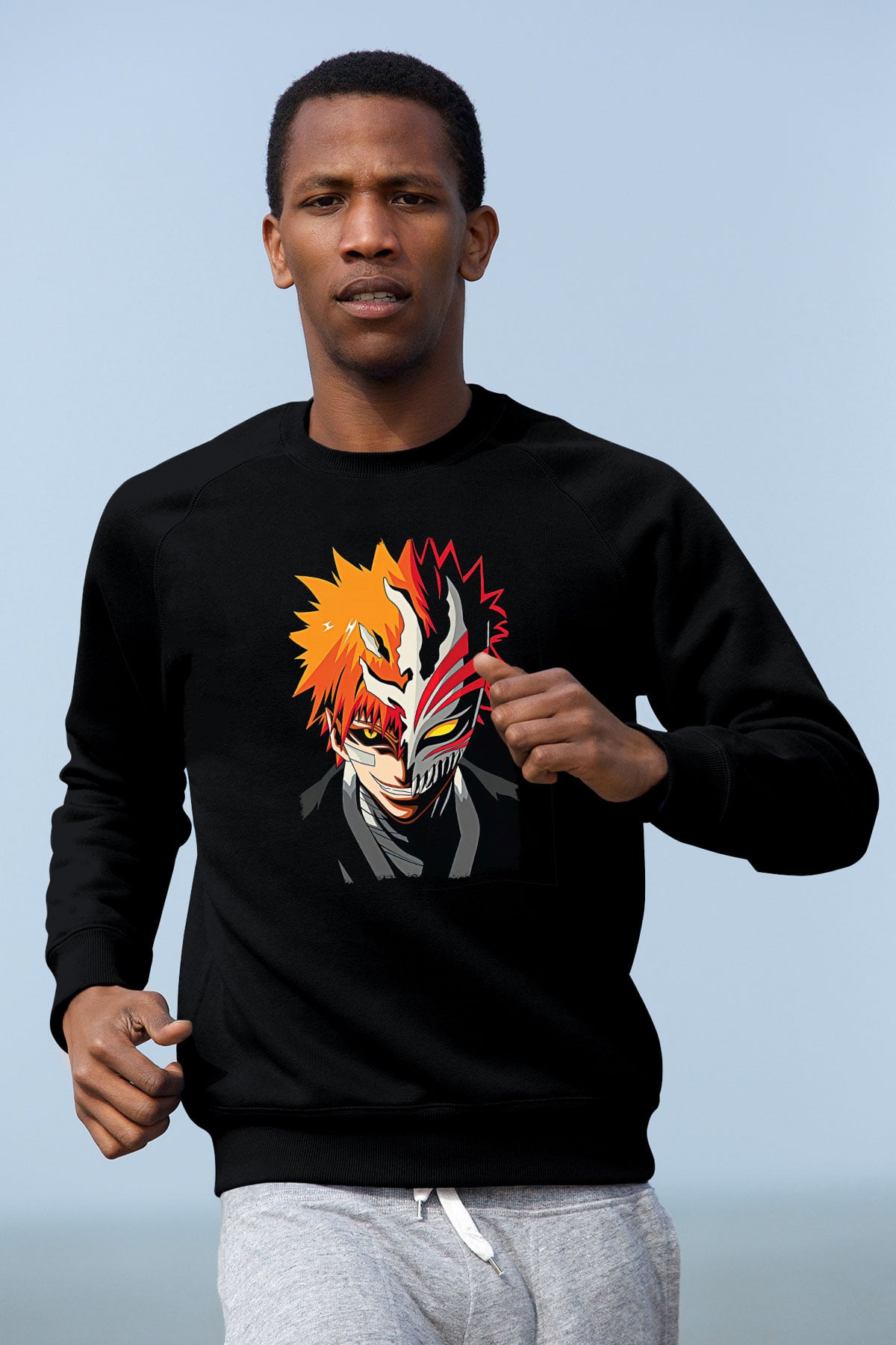 Bleach Baskılı Unisex Siyah Sweatshirt