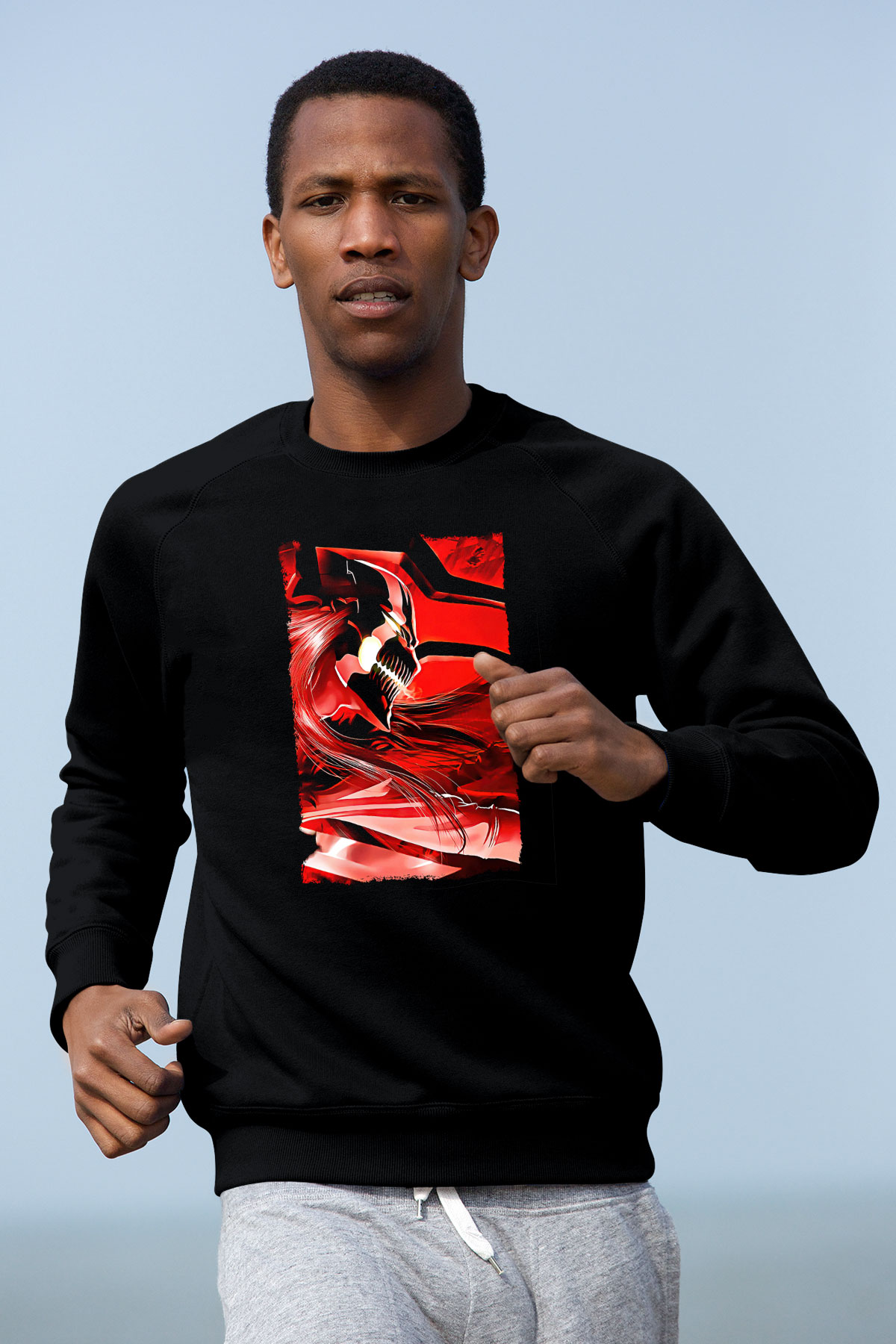 Bleach Baskılı Unisex Siyah Sweatshirt