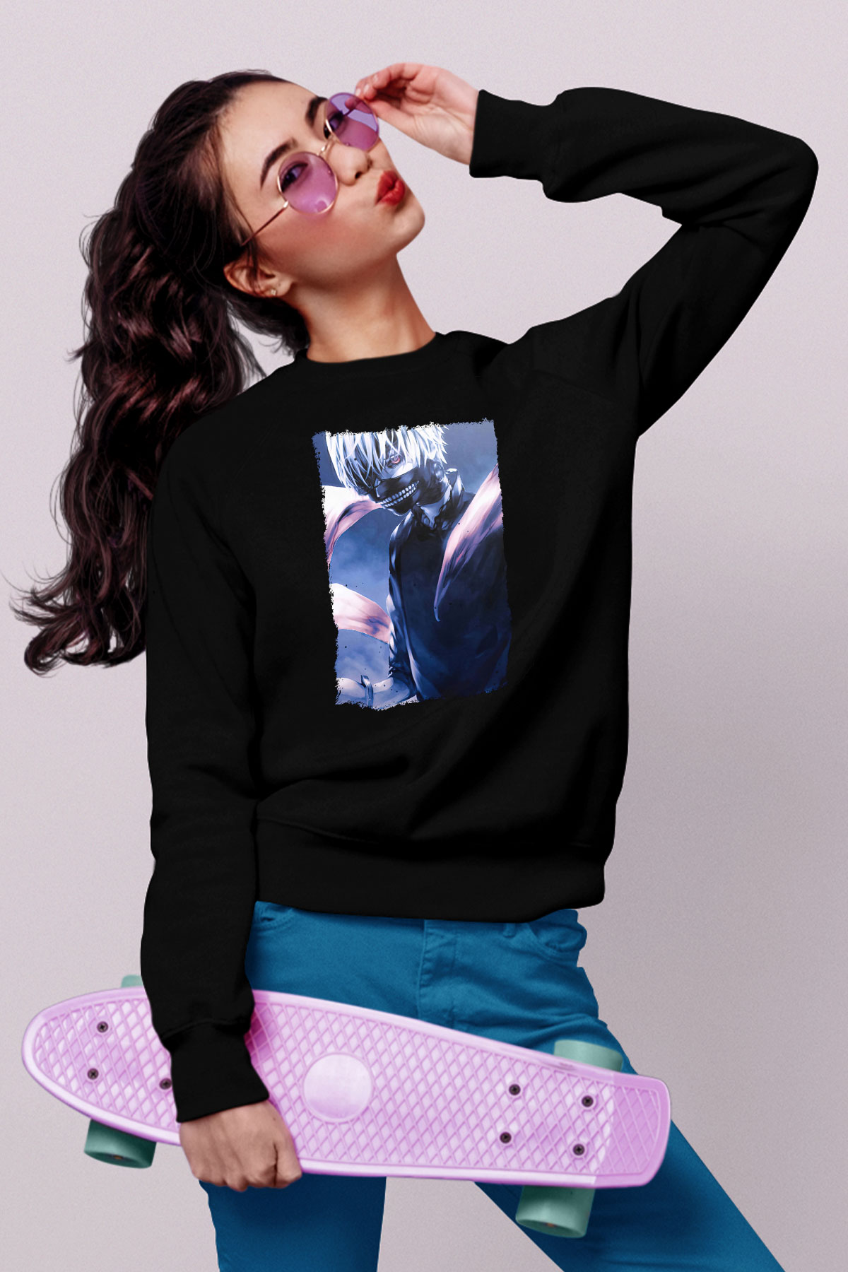 Bleach Baskılı Unisex Siyah Sweatshirt