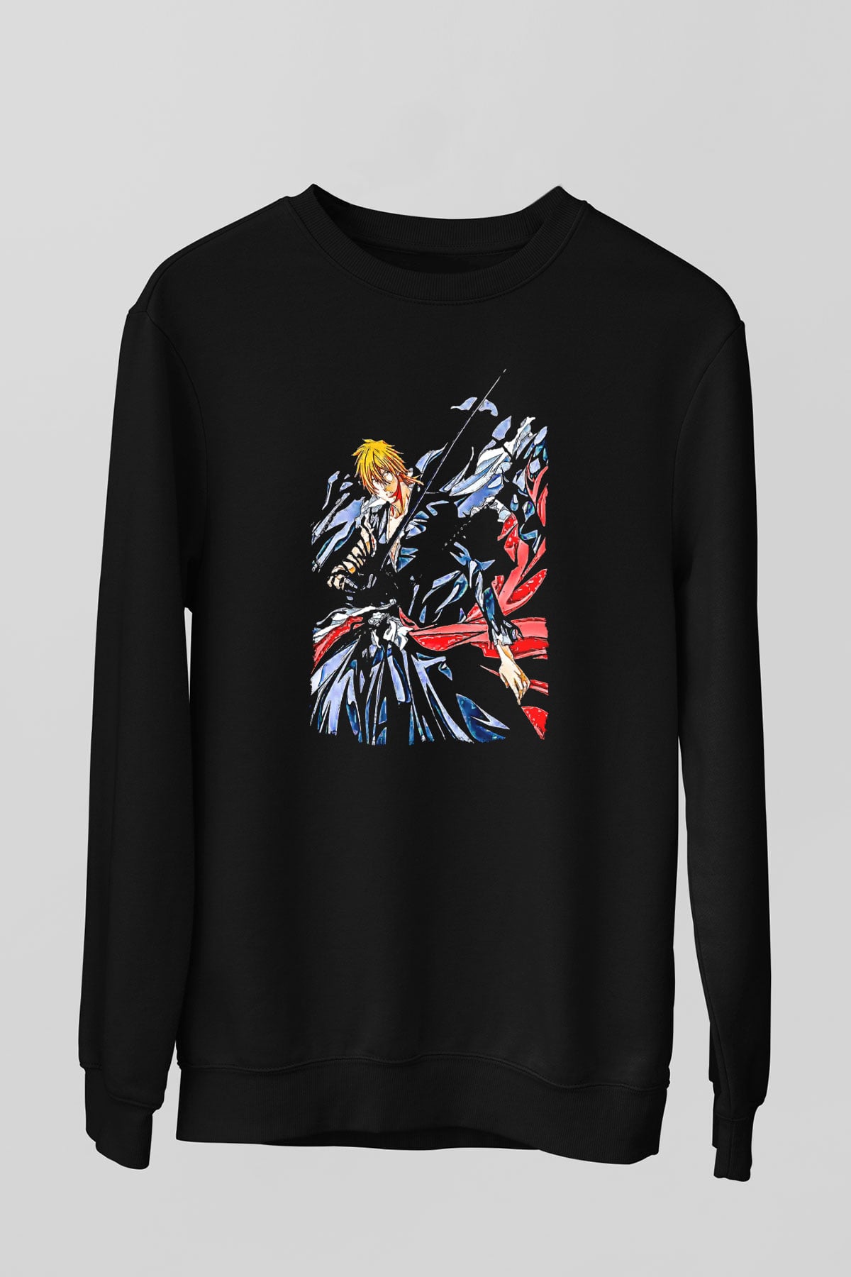Bleach Baskılı Unisex Siyah Sweatshirt
