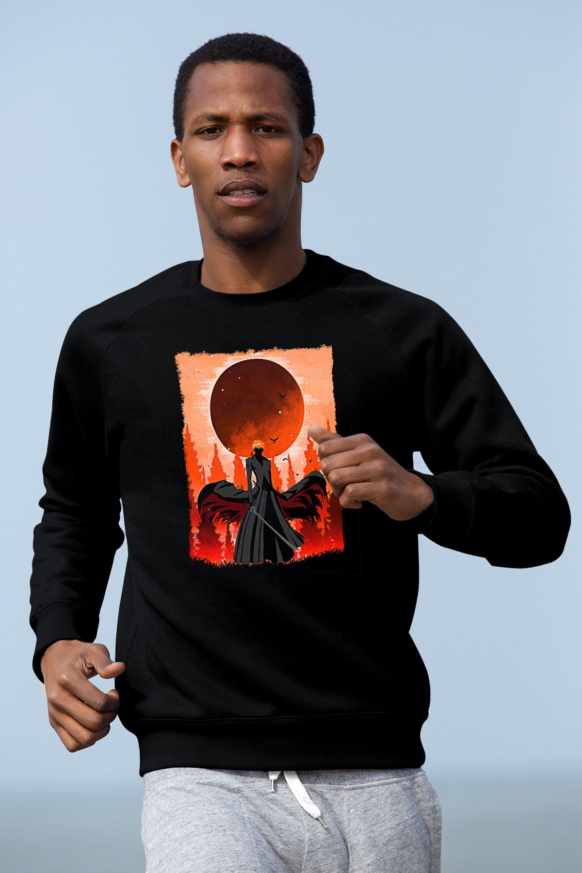 Bleach Baskılı Unisex Siyah Sweatshirt