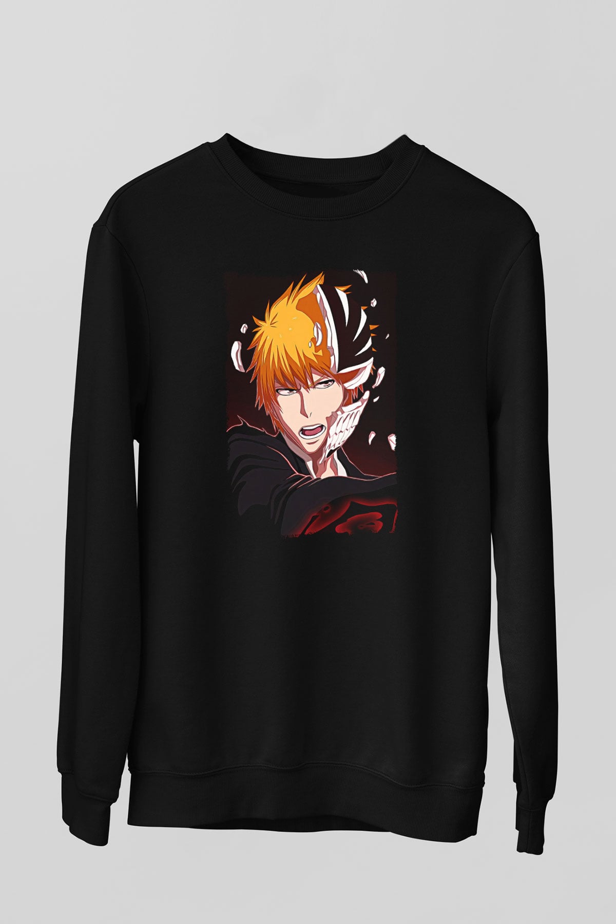 Bleach Baskılı Unisex Siyah Sweatshirt