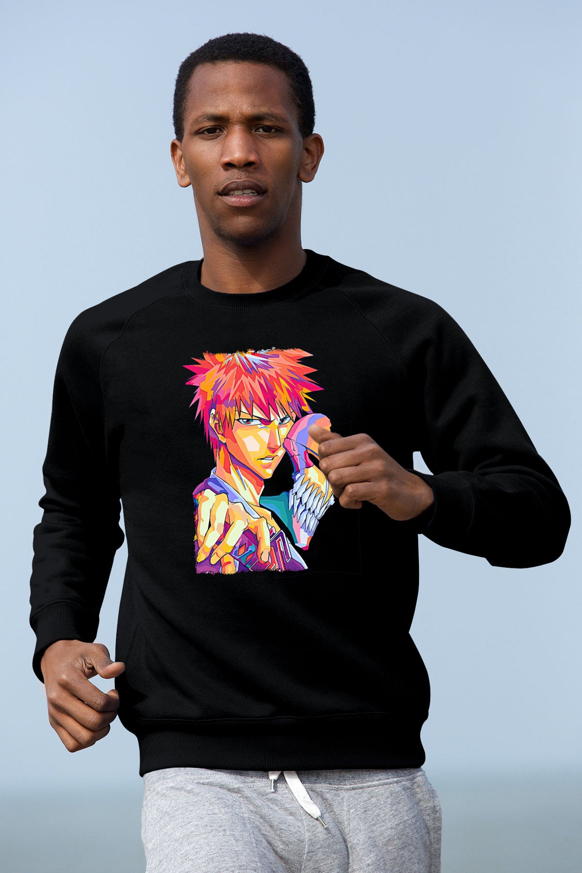 Bleach Baskılı Unisex Siyah Sweatshirt