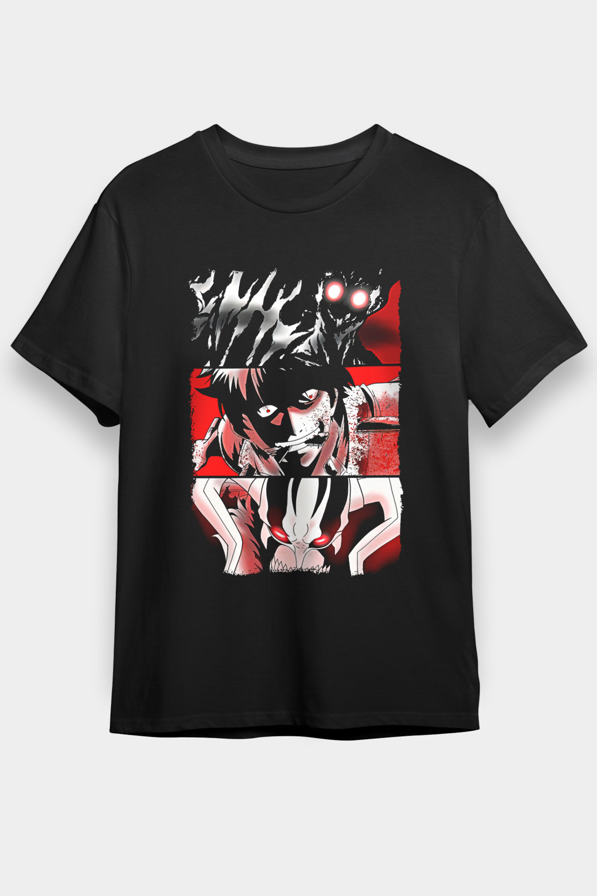 Bleach Baskılı Unisex Siyah Tişört - Tshirt