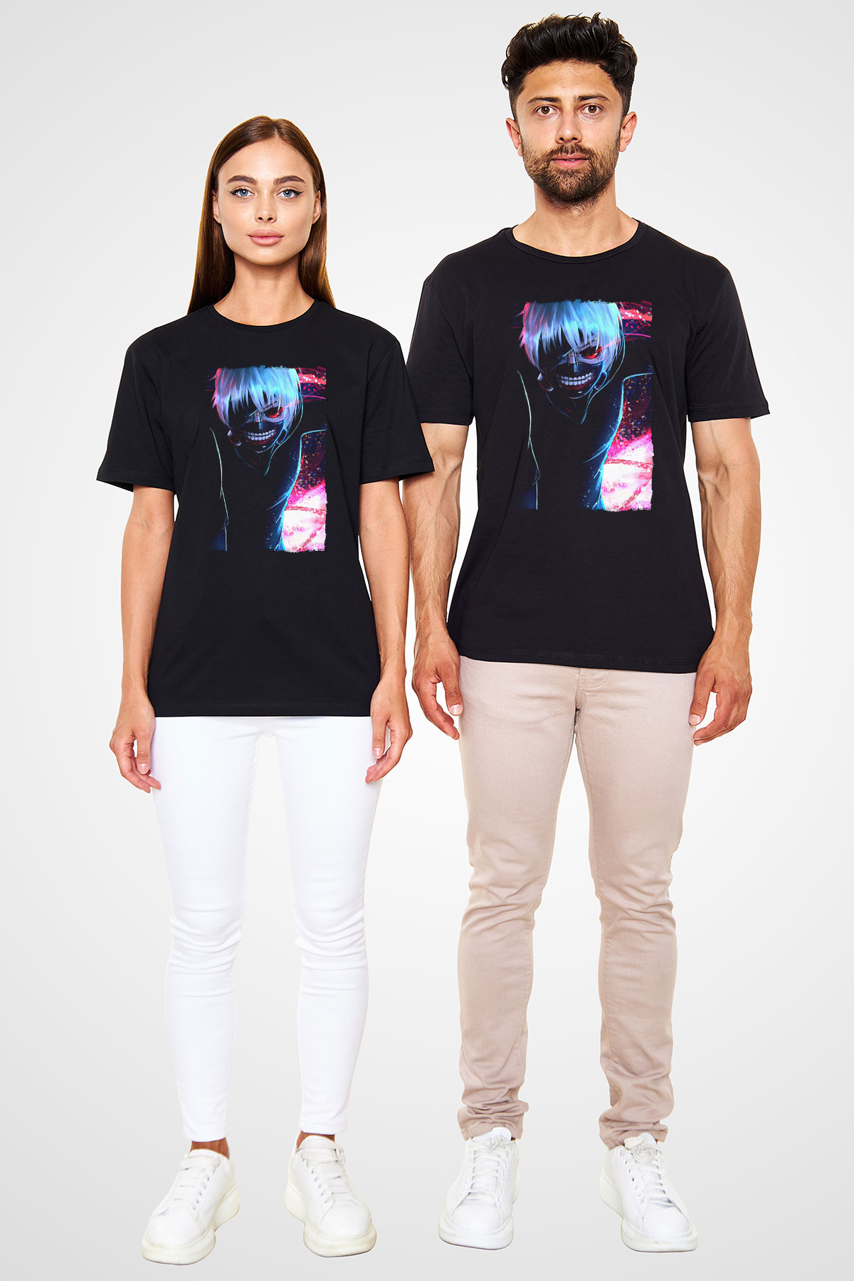 Bleach Baskılı Unisex Siyah Tişört - Tshirt