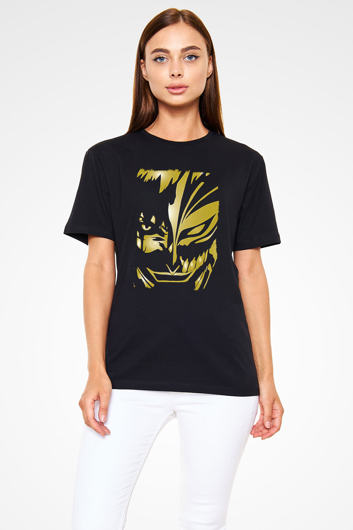 Bleach Baskılı Unisex Siyah Tişört - Tshirt