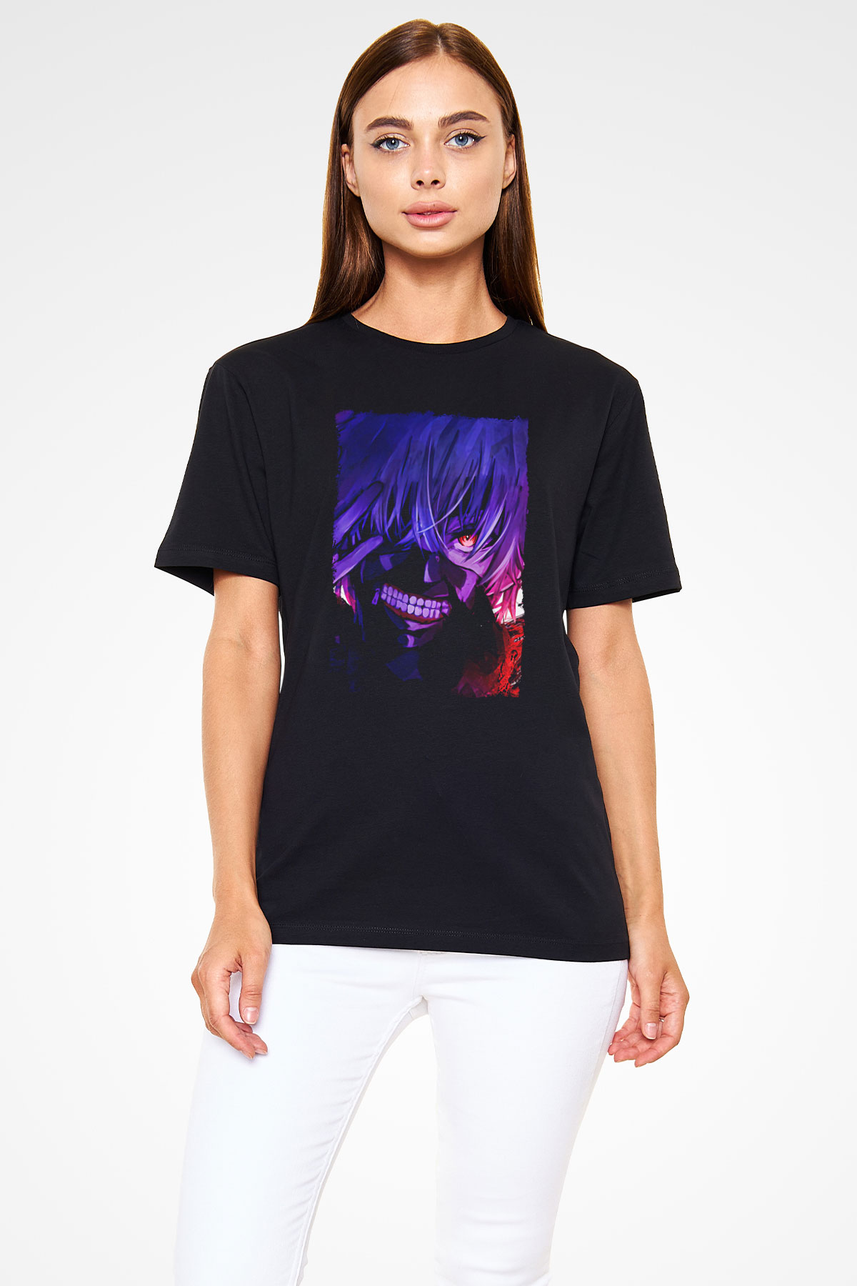 Bleach Baskılı Unisex Siyah Tişört - Tshirt