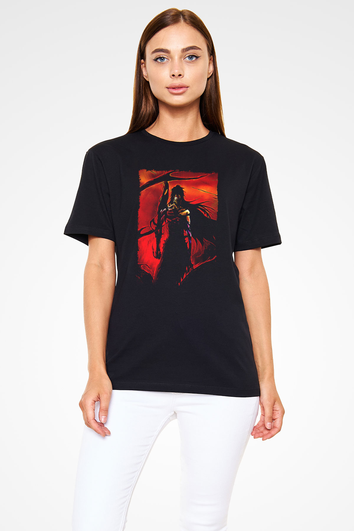 Bleach Baskılı Unisex Siyah Tişört - Tshirt