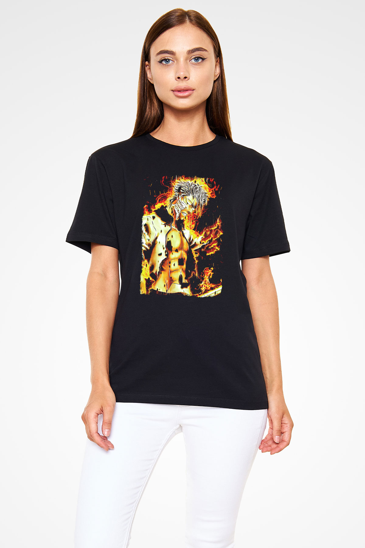 Bleach Baskılı Unisex Siyah Tişört - Tshirt