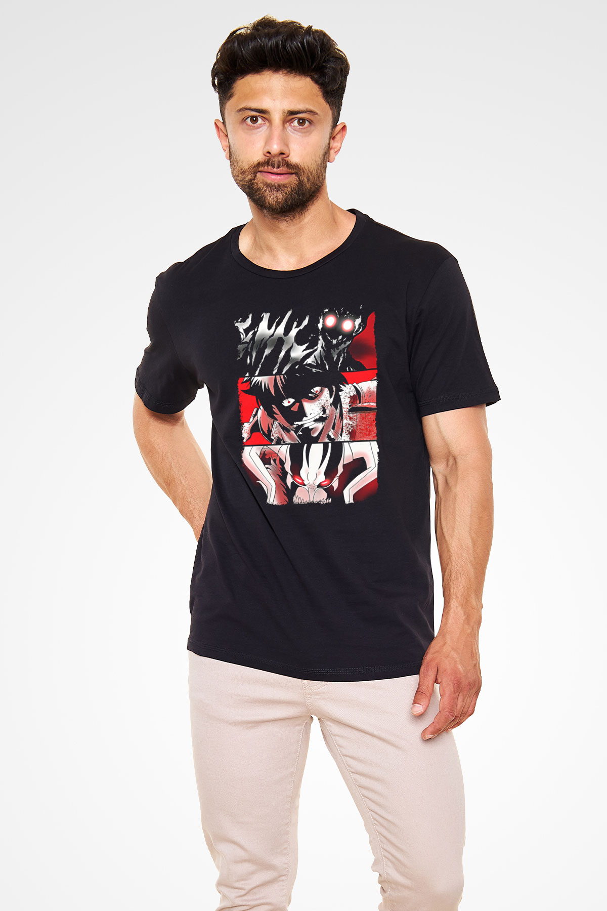 Bleach Baskılı Unisex Siyah Tişört - Tshirt