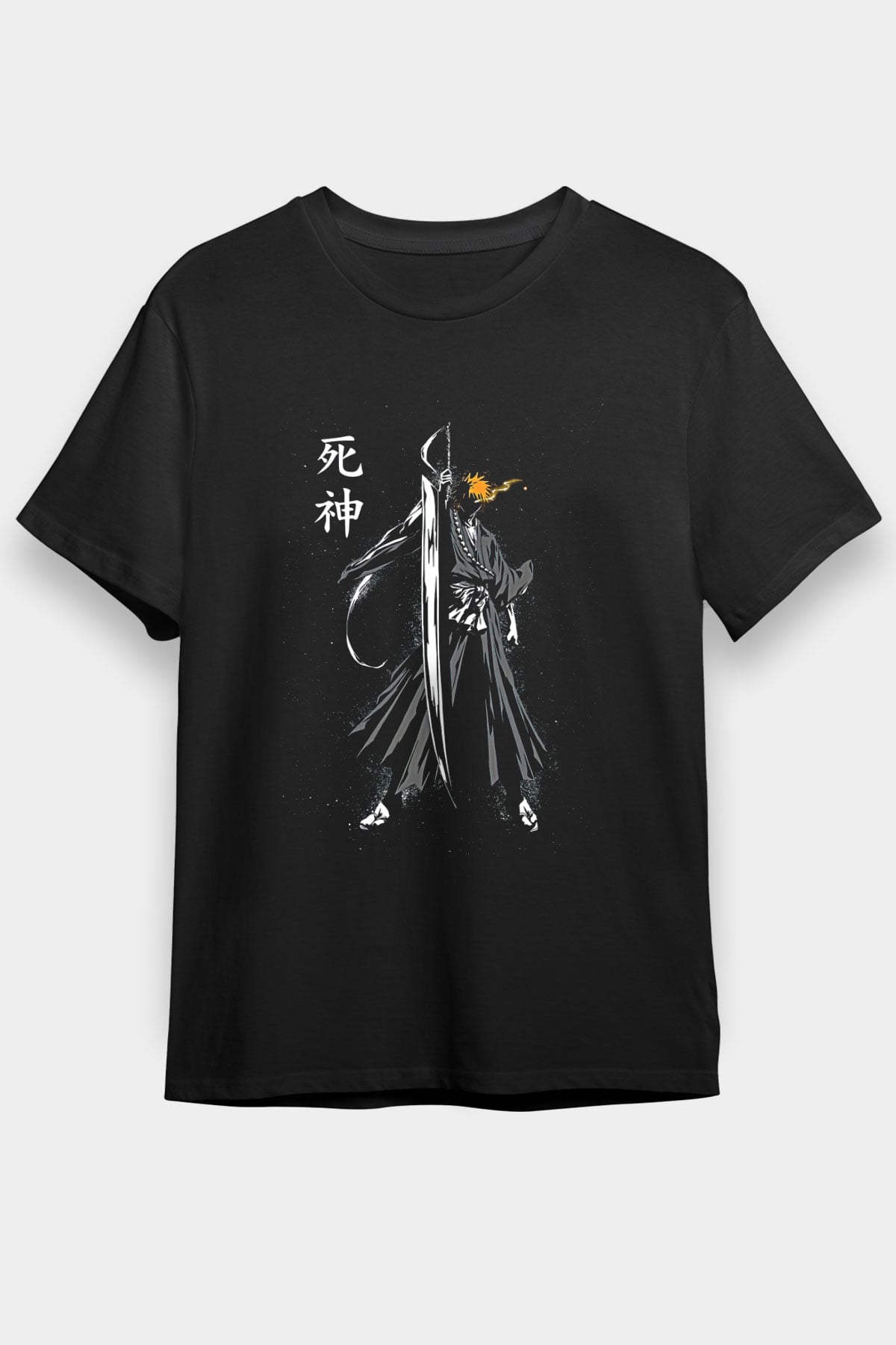 Bleach Baskılı Unisex Siyah Tişört - Tshirt