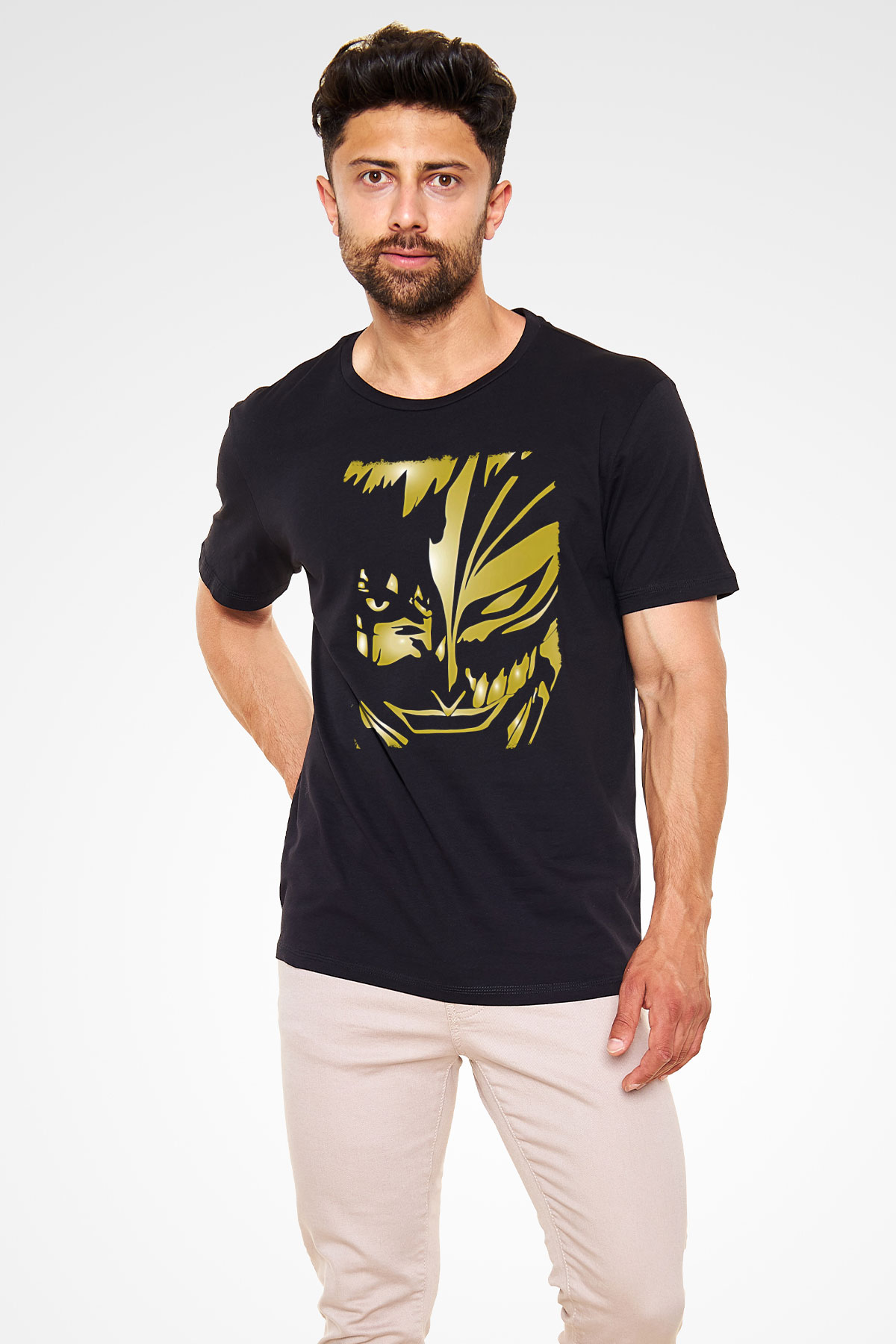 Bleach Baskılı Unisex Siyah Tişört - Tshirt