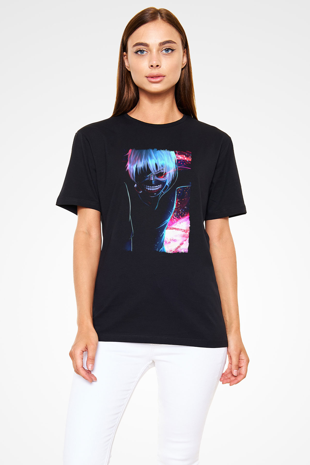 Bleach Baskılı Unisex Siyah Tişört - Tshirt