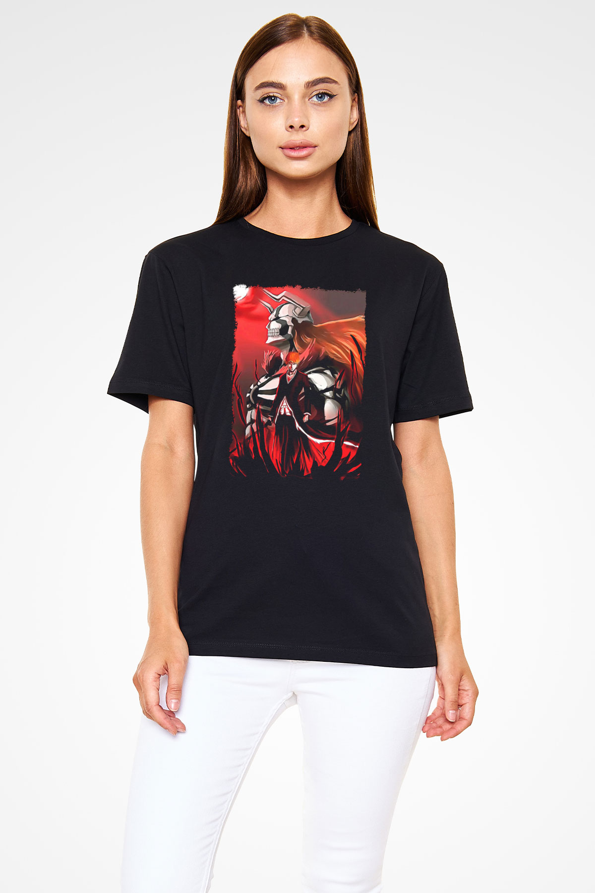 Bleach Baskılı Unisex Siyah Tişört - Tshirt