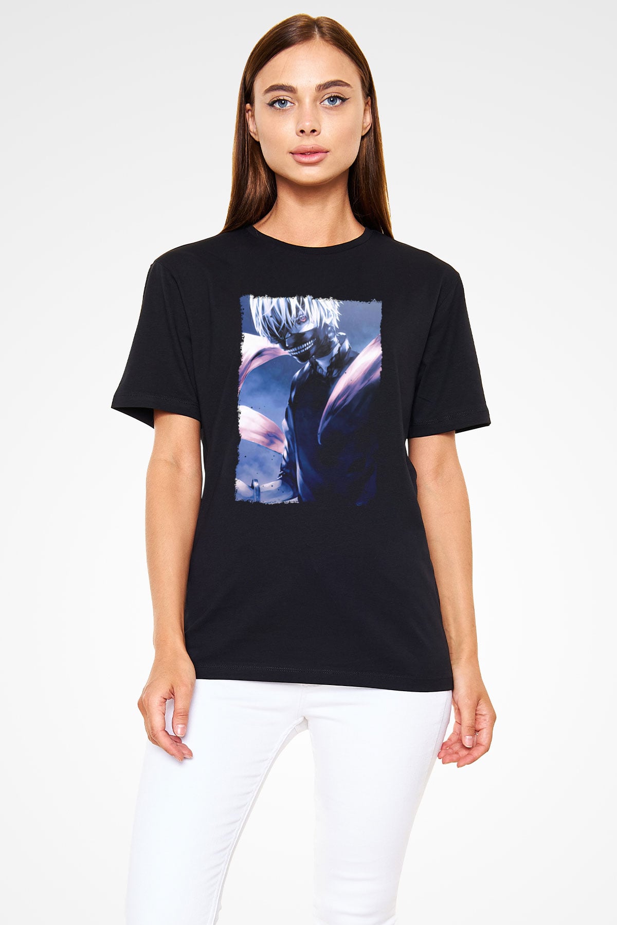 Bleach Baskılı Unisex Siyah Tişört - Tshirt