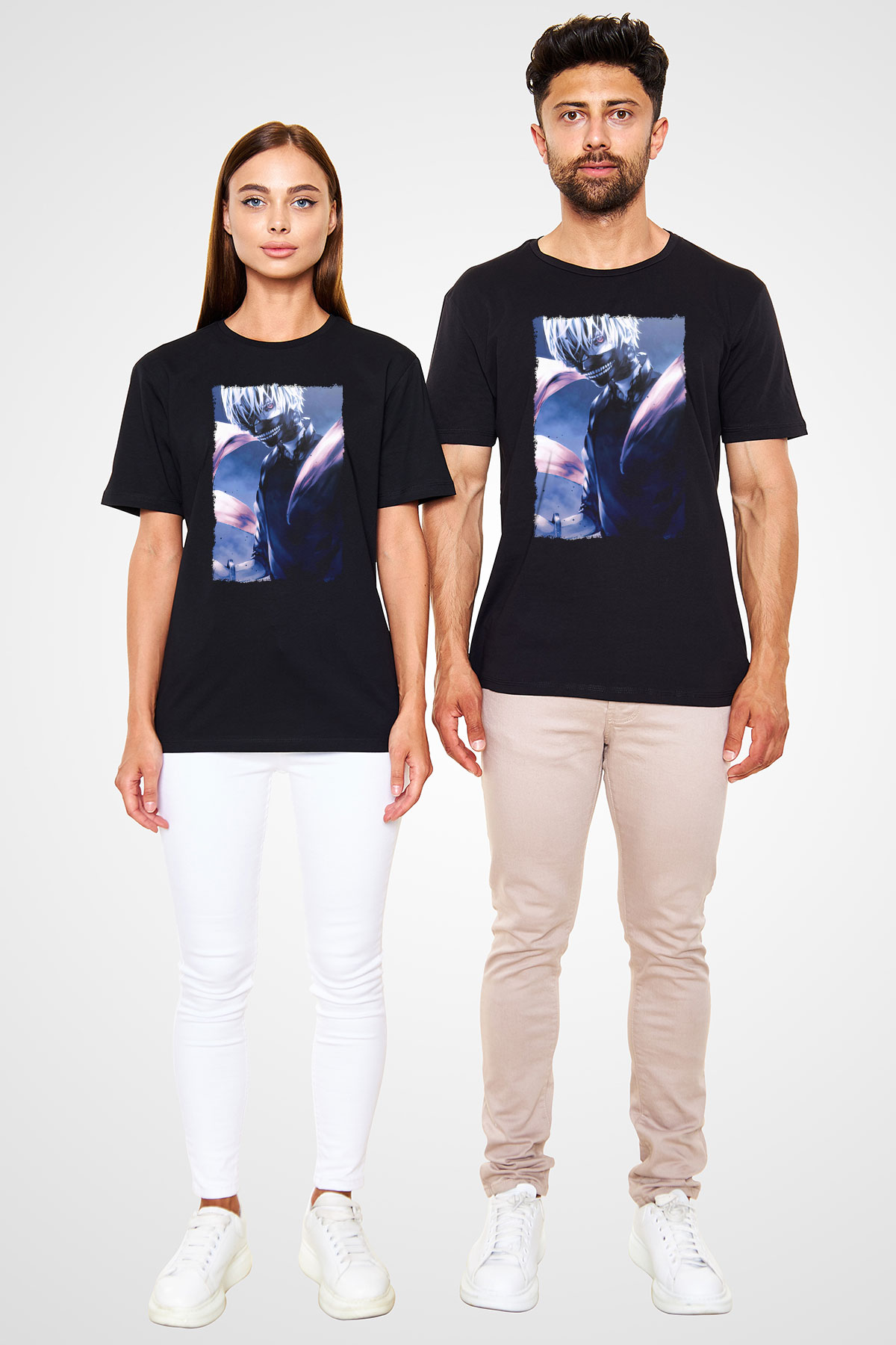Bleach Baskılı Unisex Siyah Tişört - Tshirt