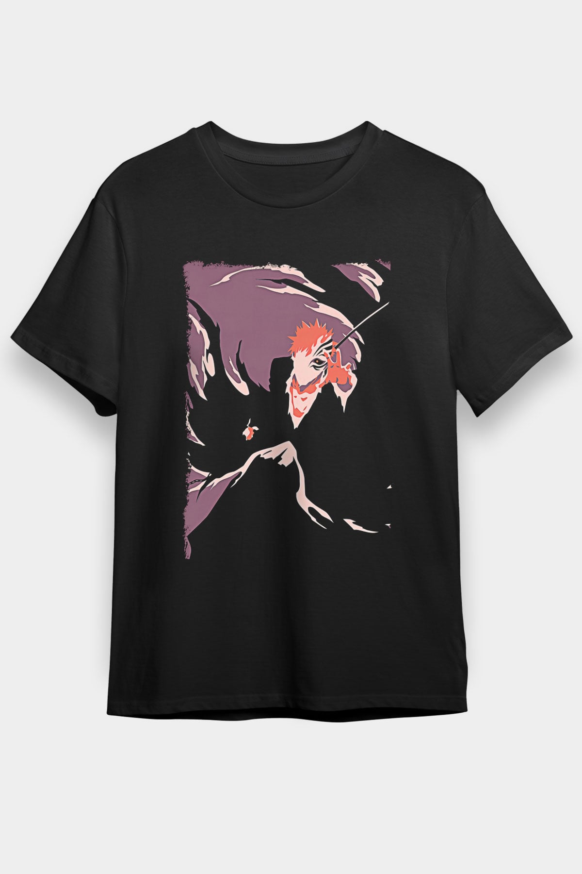 Bleach Baskılı Unisex Siyah Tişört - Tshirt