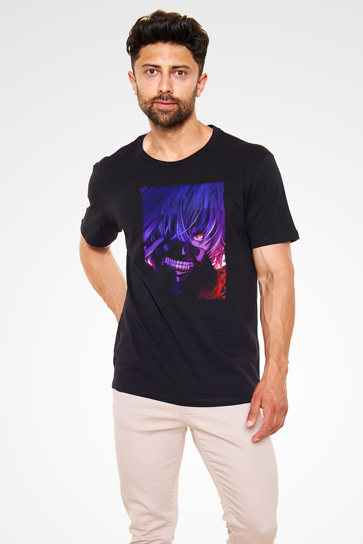 Bleach Baskılı Unisex Siyah Tişört - Tshirt