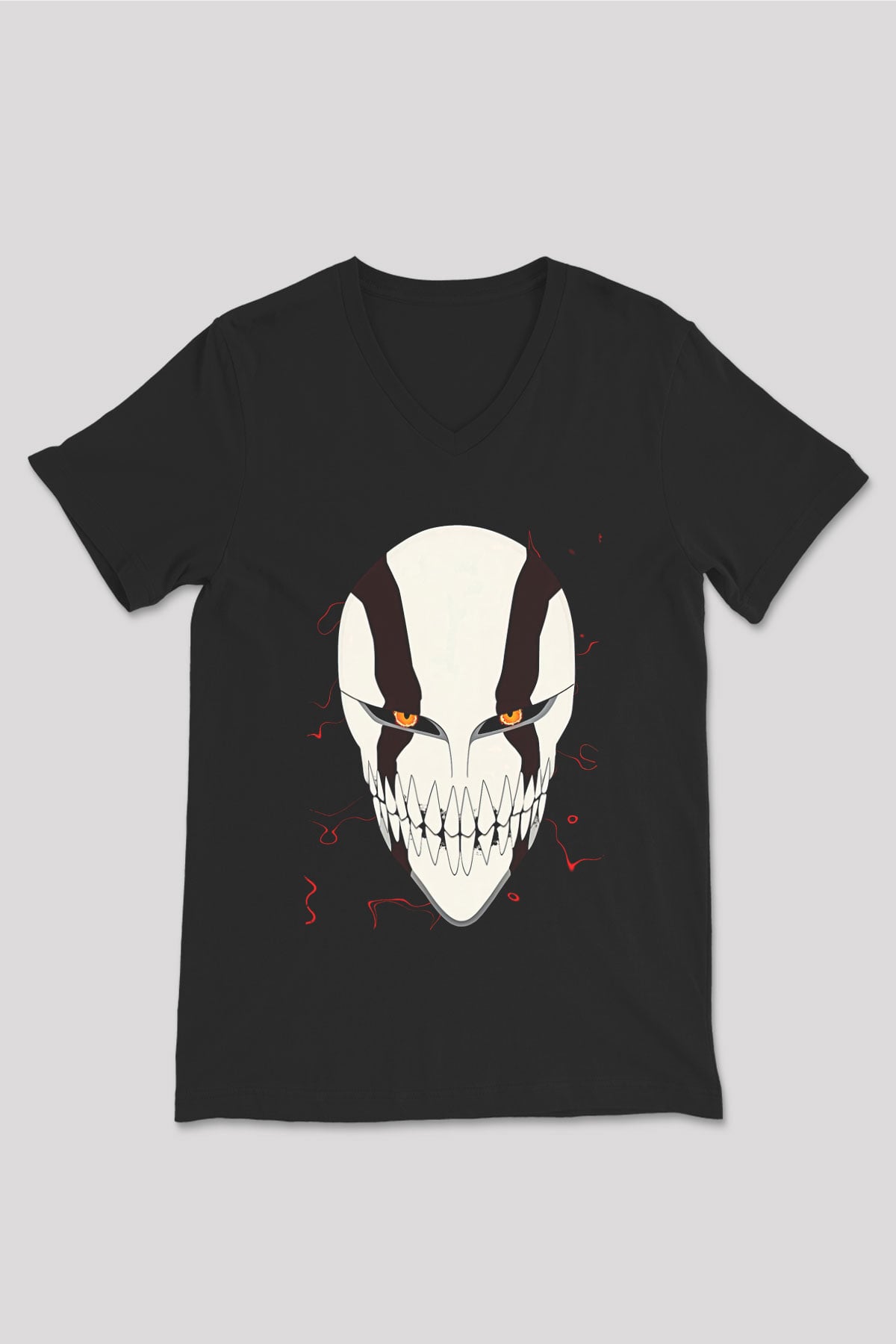 Bleach Baskılı Unisex Siyah V Yaka Tişört - Tshirt